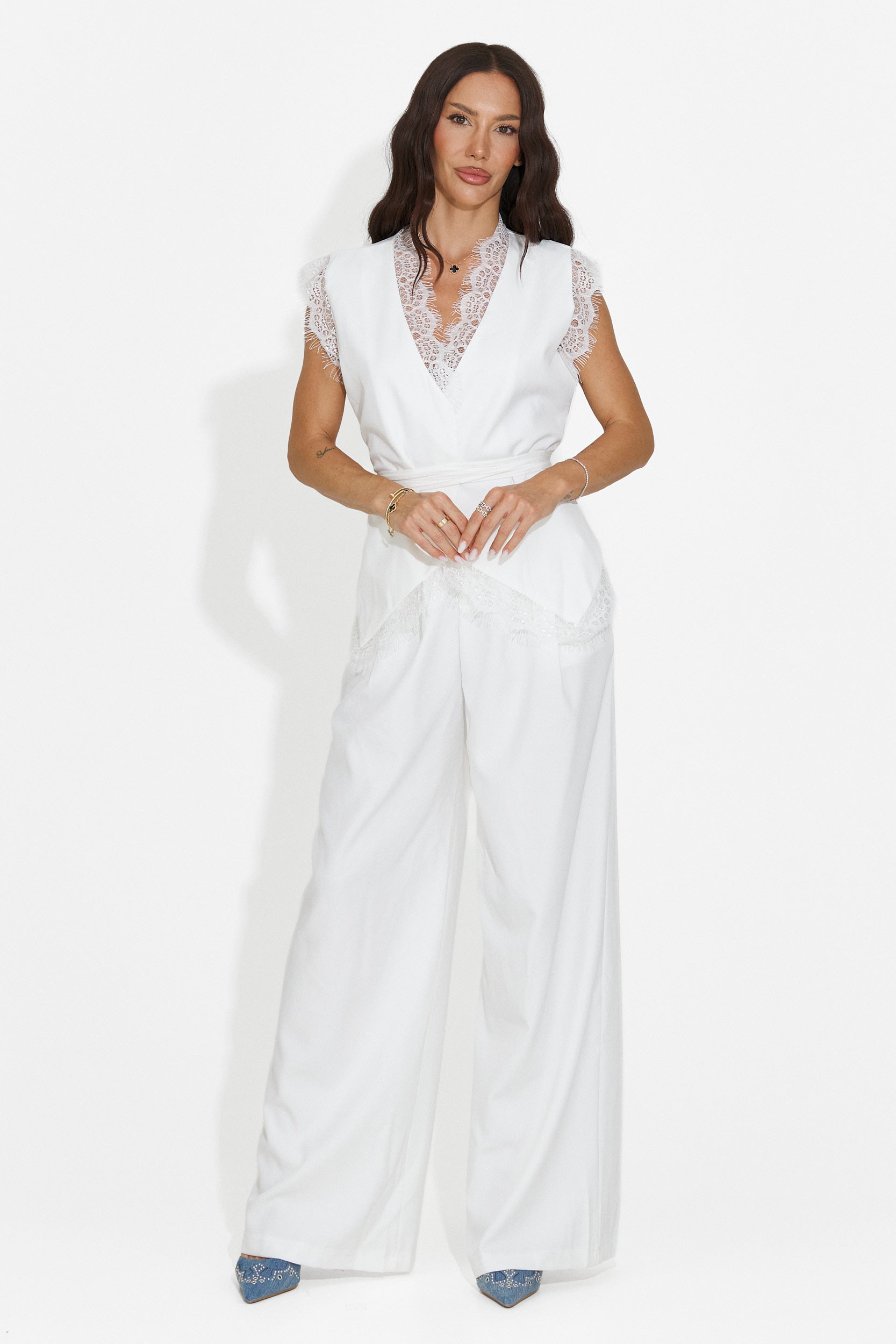 Completo donna gilet + pantaloni bianco Felania Bogas