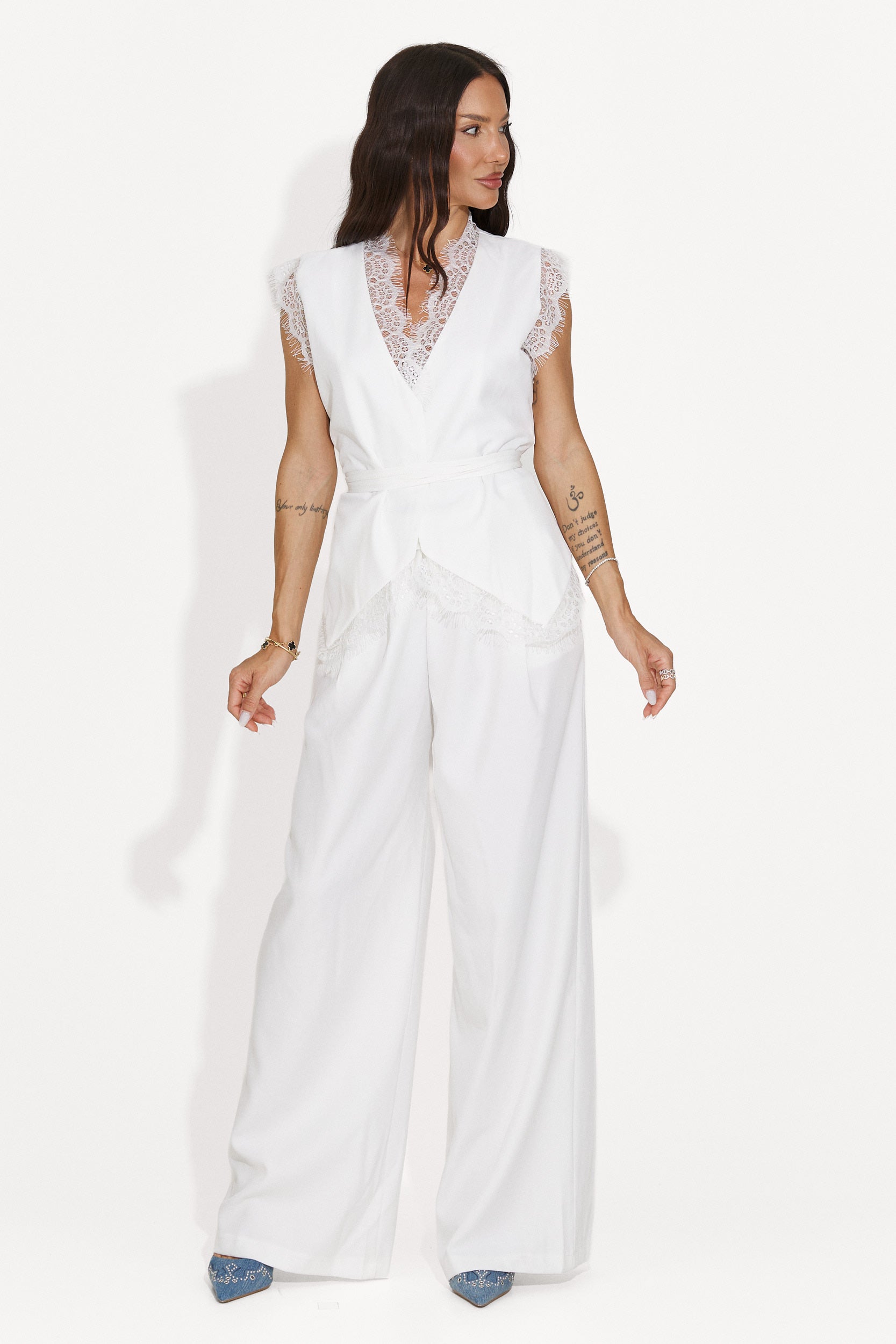 Completo donna gilet + pantaloni bianco Felania Bogas