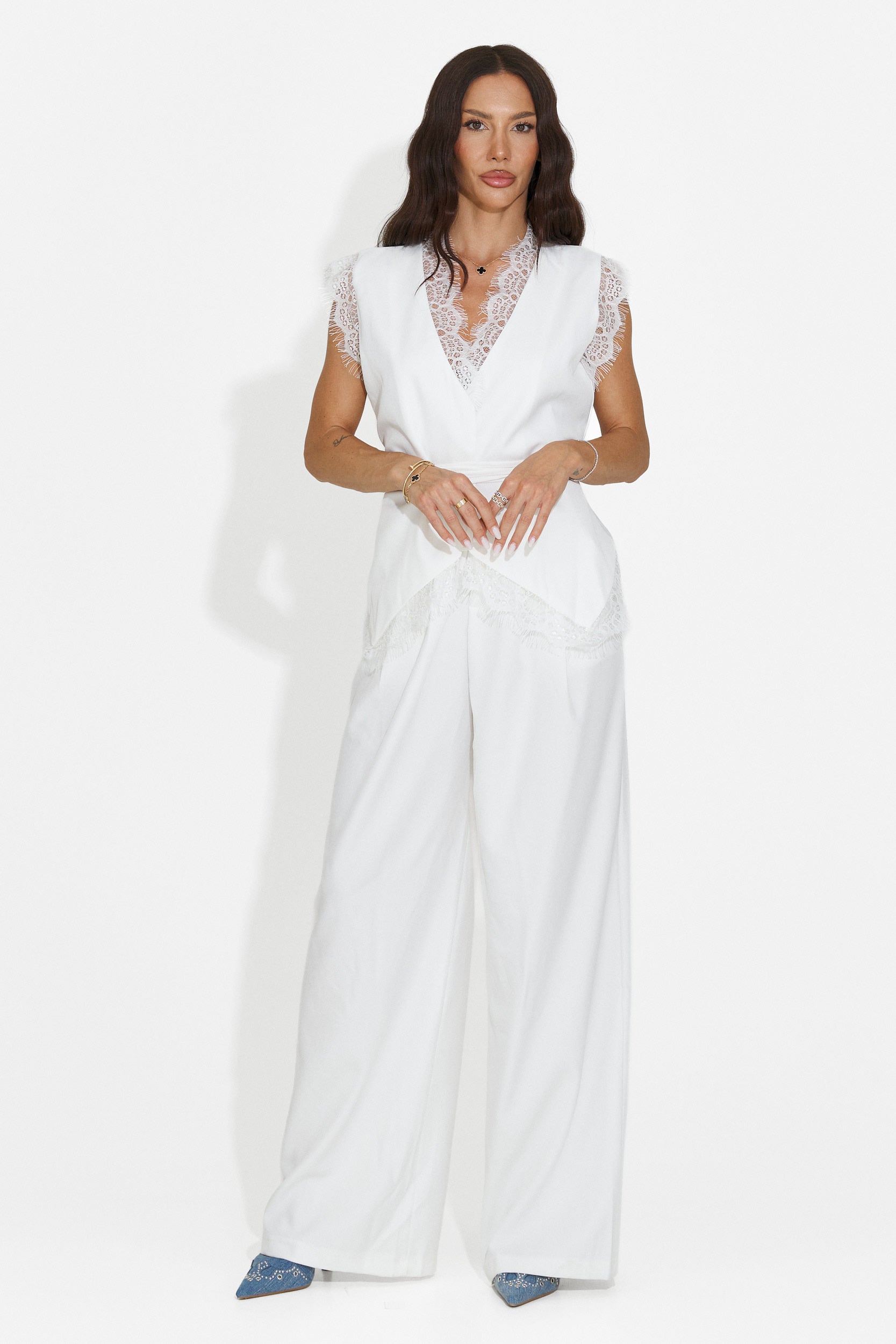 Completo donna gilet + pantaloni bianco Felania Bogas