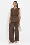 Completo donna gilet + pantaloni marroni Vyzela Bogas