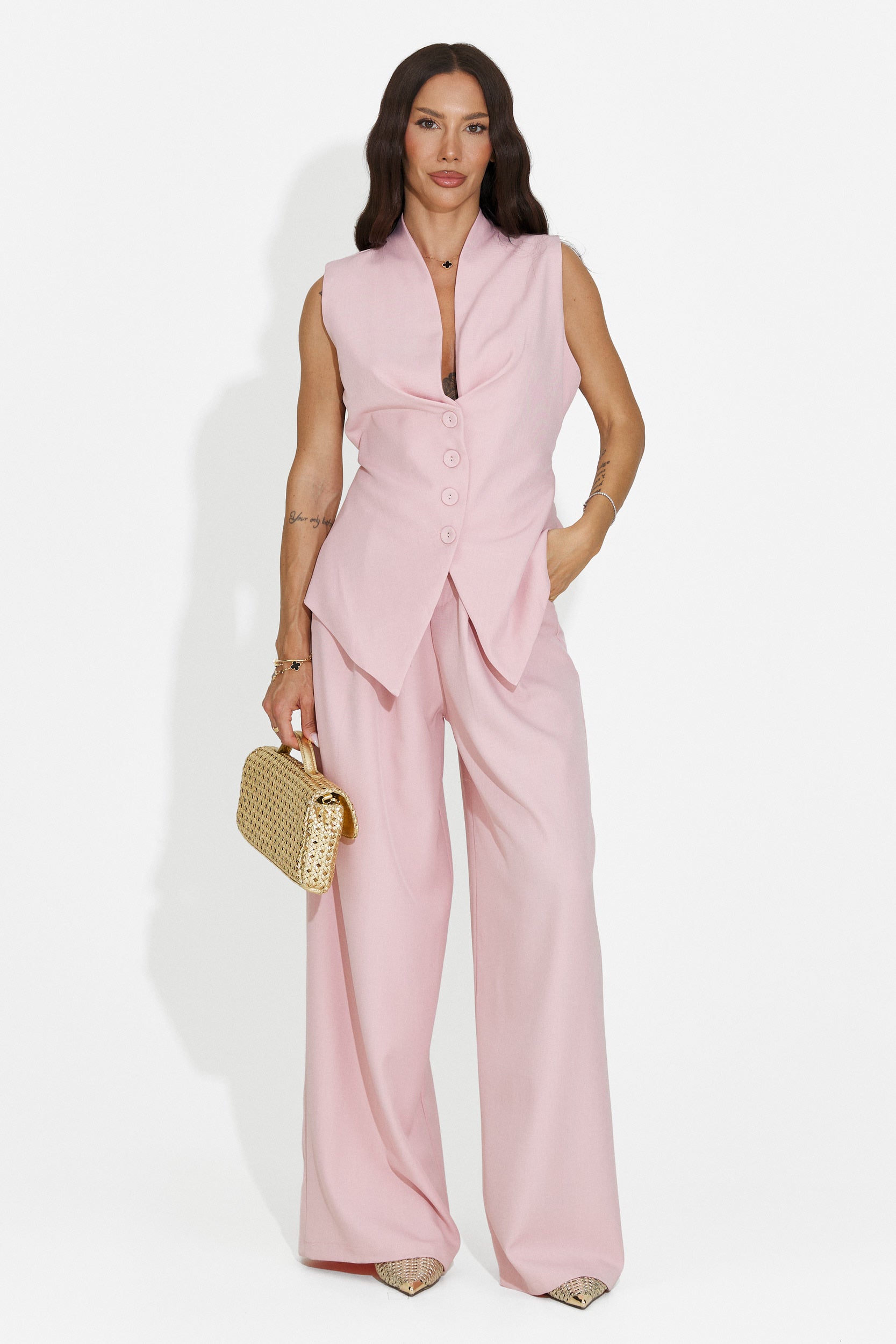 Completo donna gilet + pantaloni rosa Chelora Bogas