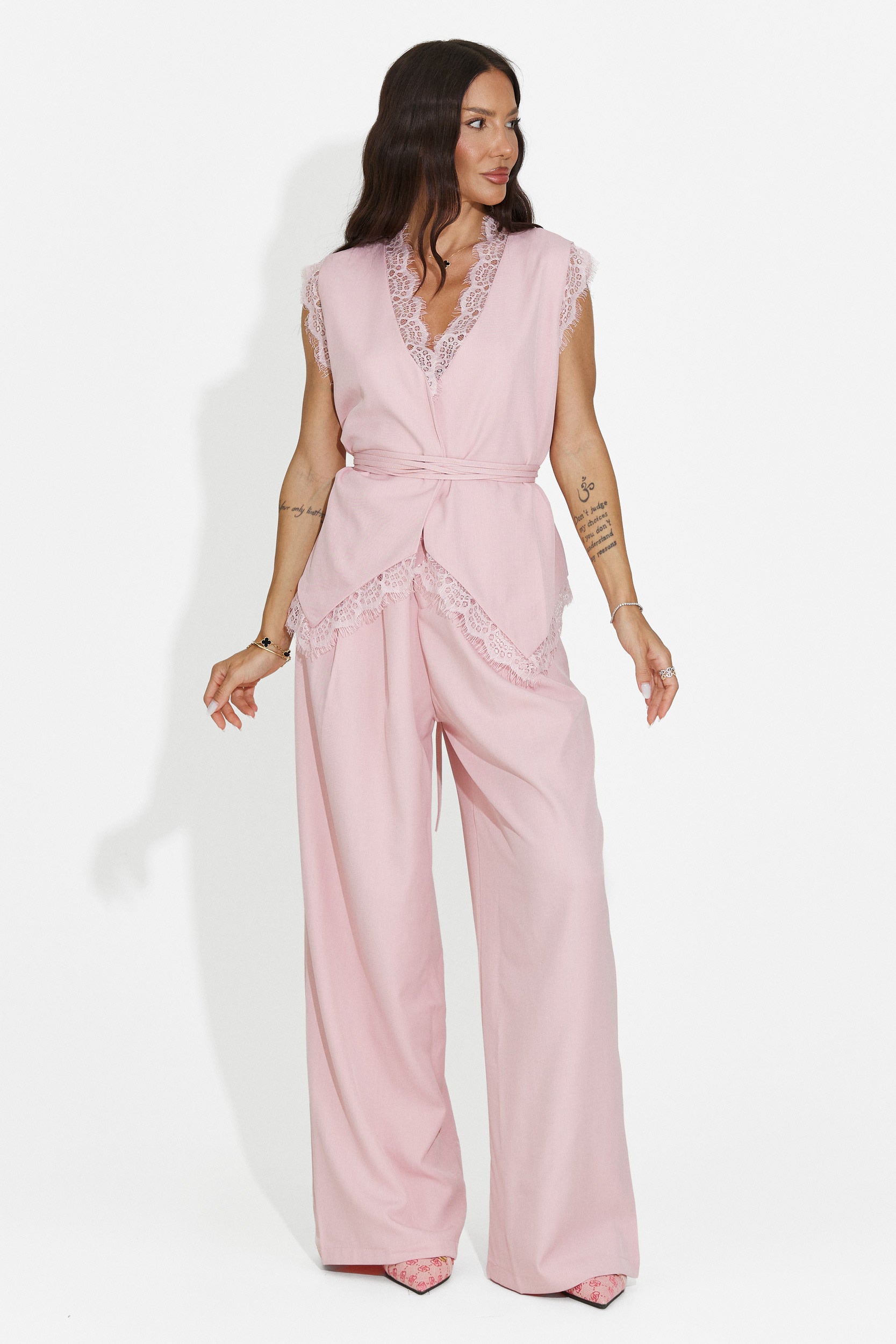 Completo donna gilet + pantaloni rosa Felania Bogas