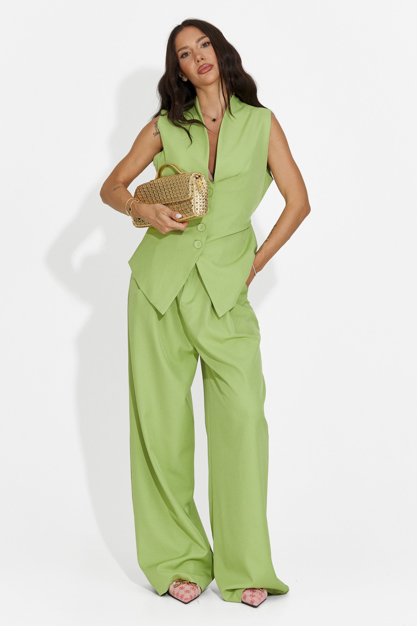 Completo donna gilet + pantaloni verdi Chelora Bogas