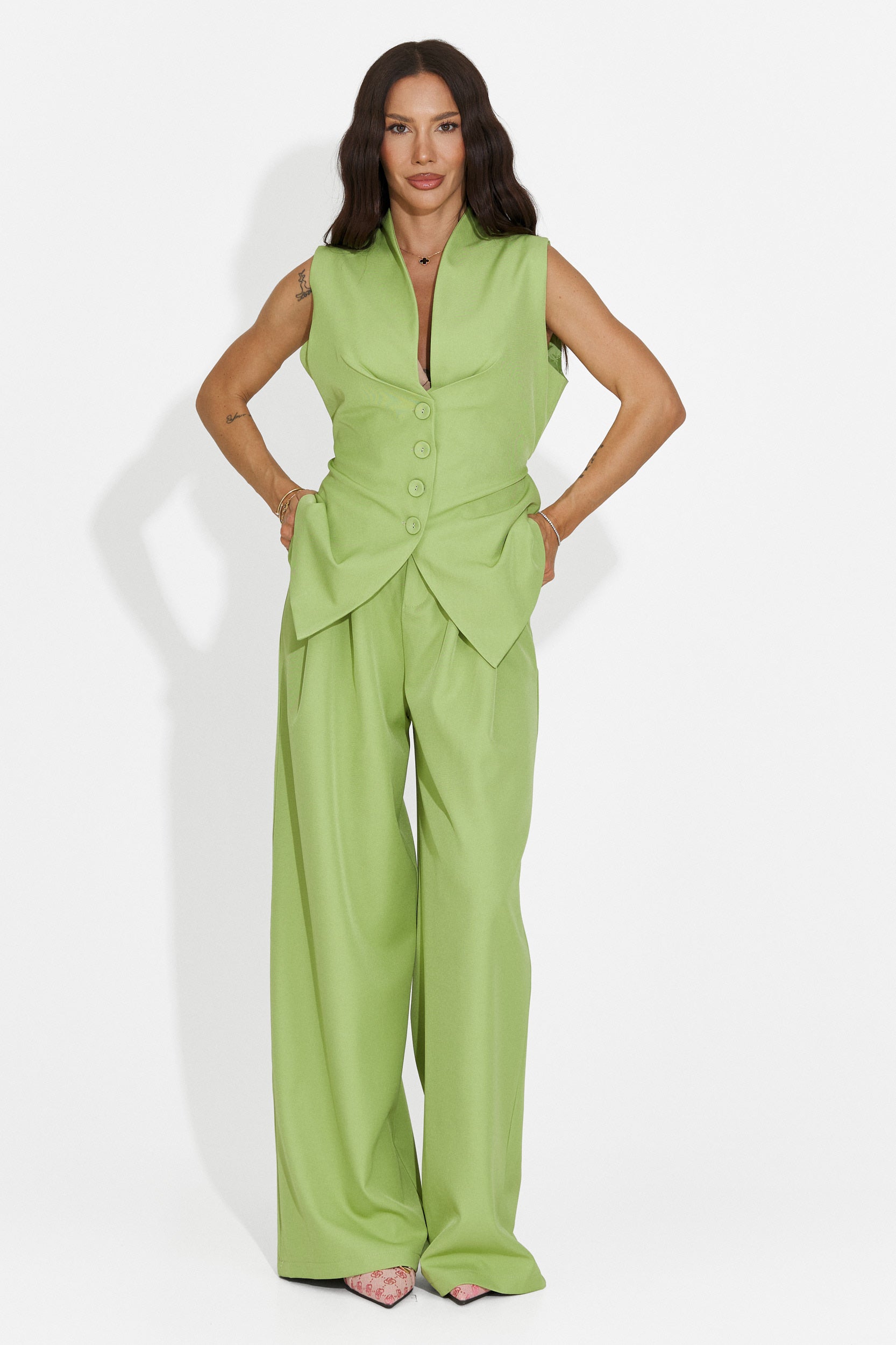 Completo donna gilet + pantaloni verdi Chelora Bogas