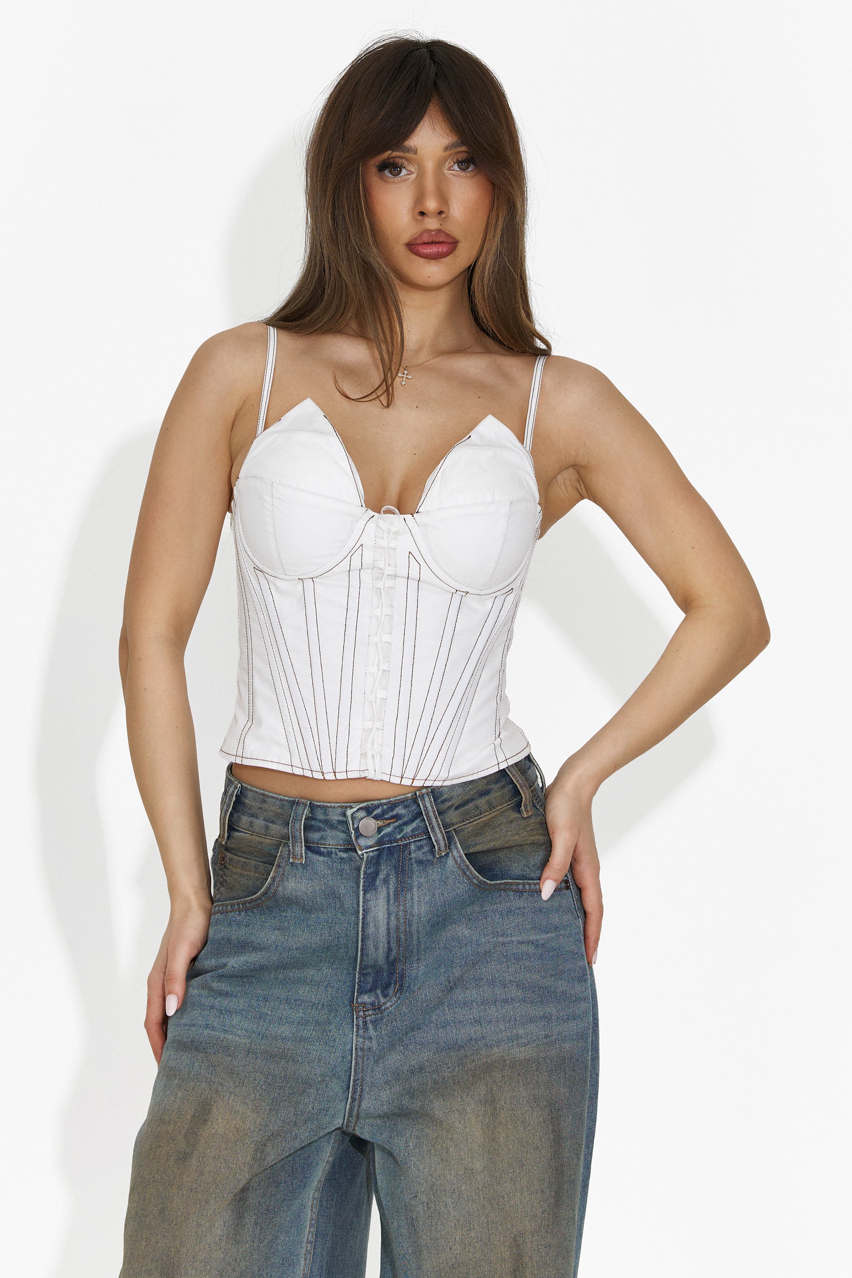 Elegante corsetto bianco Karisa Bogas per donne