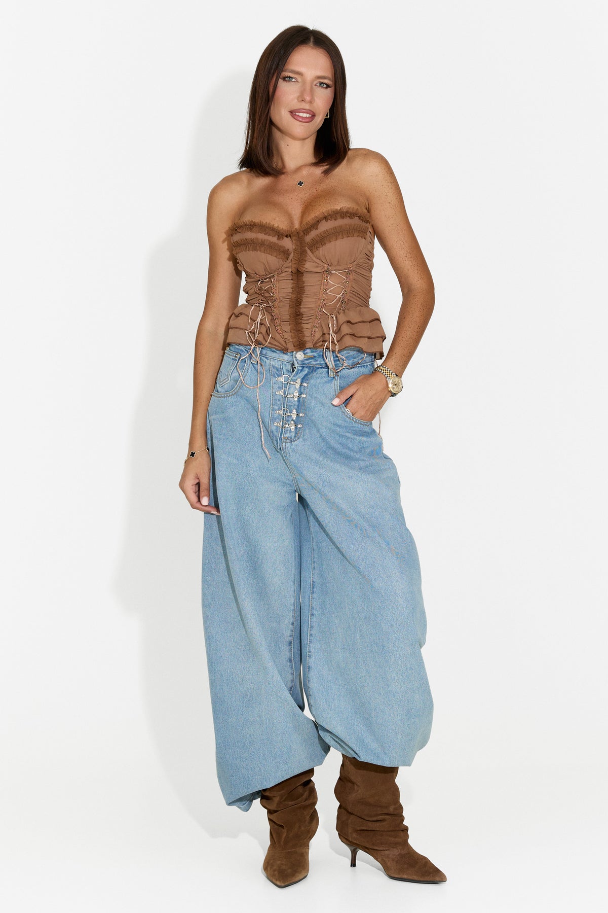 Corsetto da donna elegante marrone Regiona Bogas