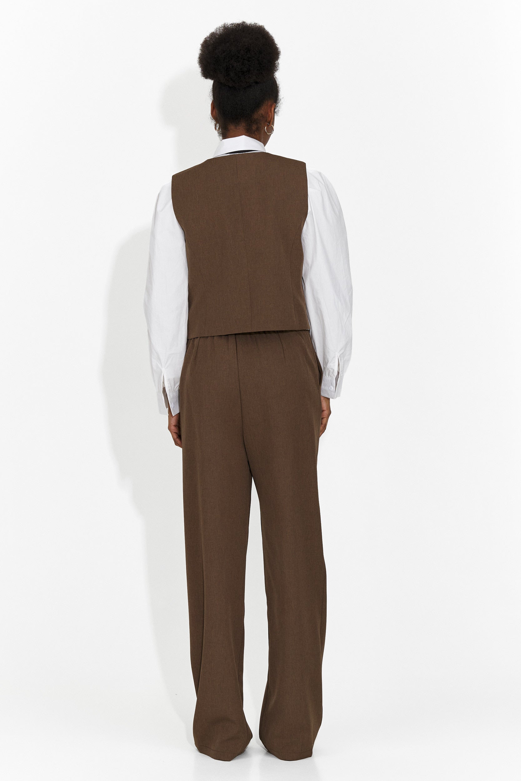 4 Pezzi Completo Pantaloni + Gilet + Giacca + Cravatta Marrone