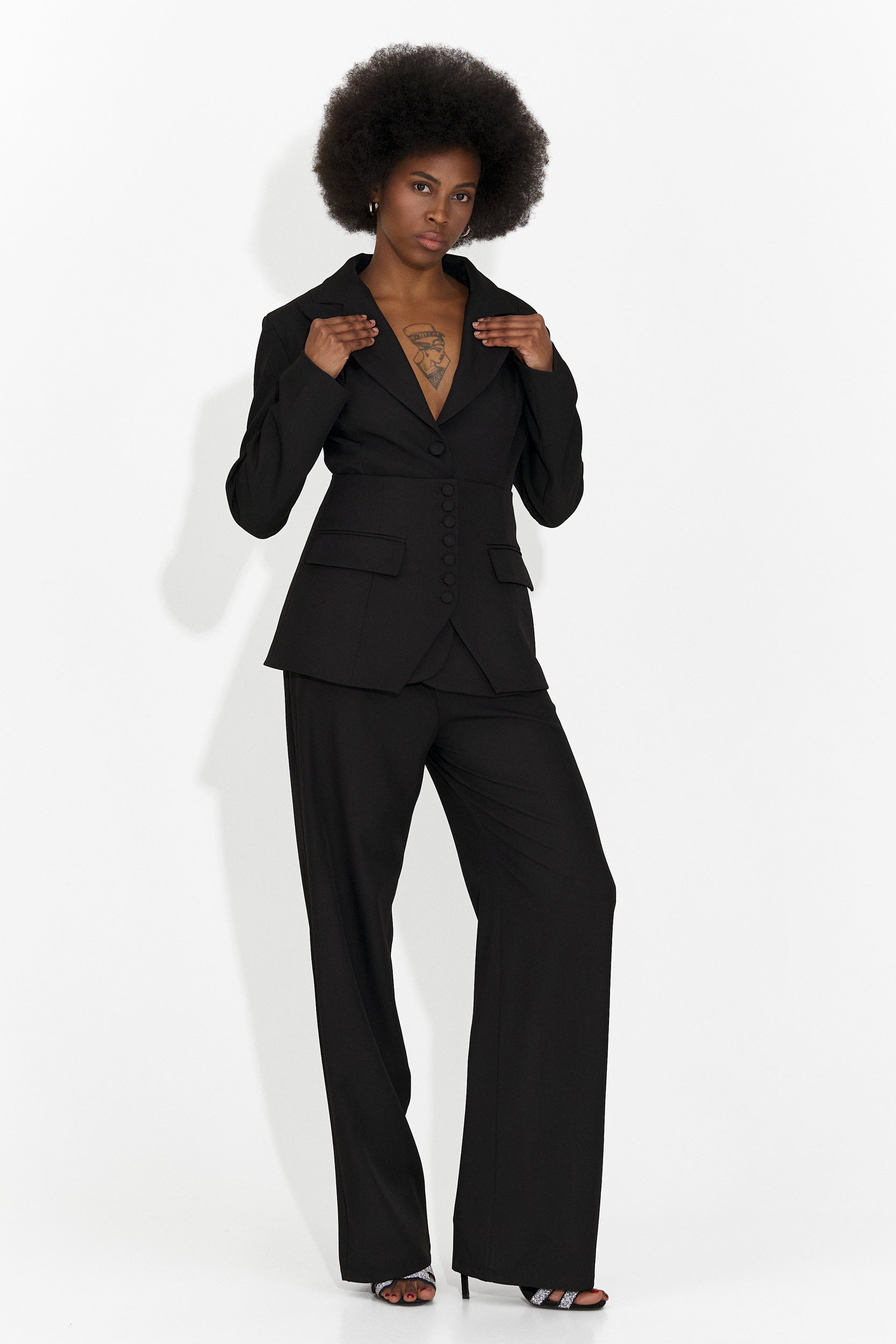 Giacca da tailleur a 3 pezzi da donna + corsetto + pantaloni ne