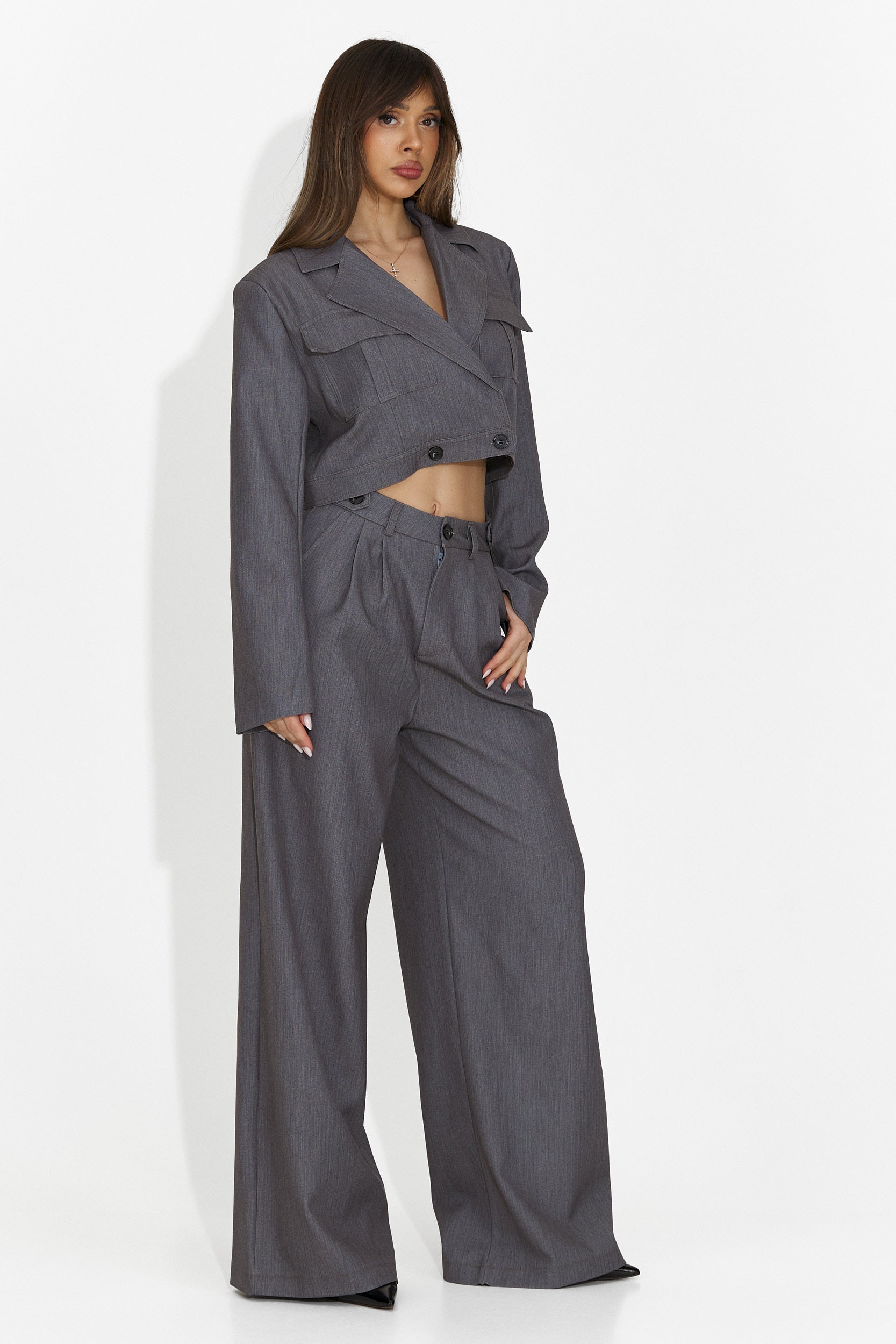 Elegante tailleur grigio da donna Adnana Bogas