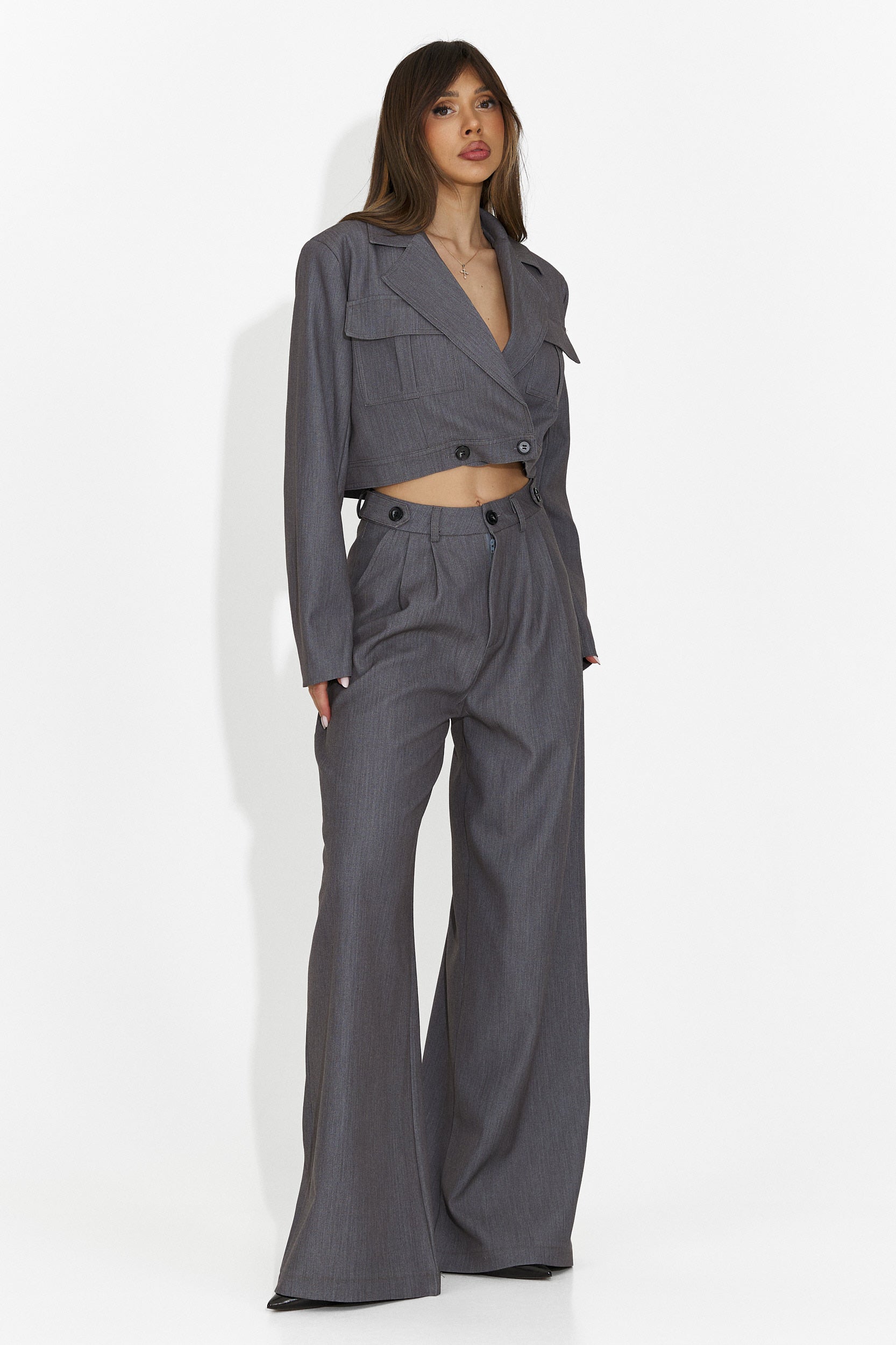 Elegante tailleur grigio da donna Adnana Bogas
