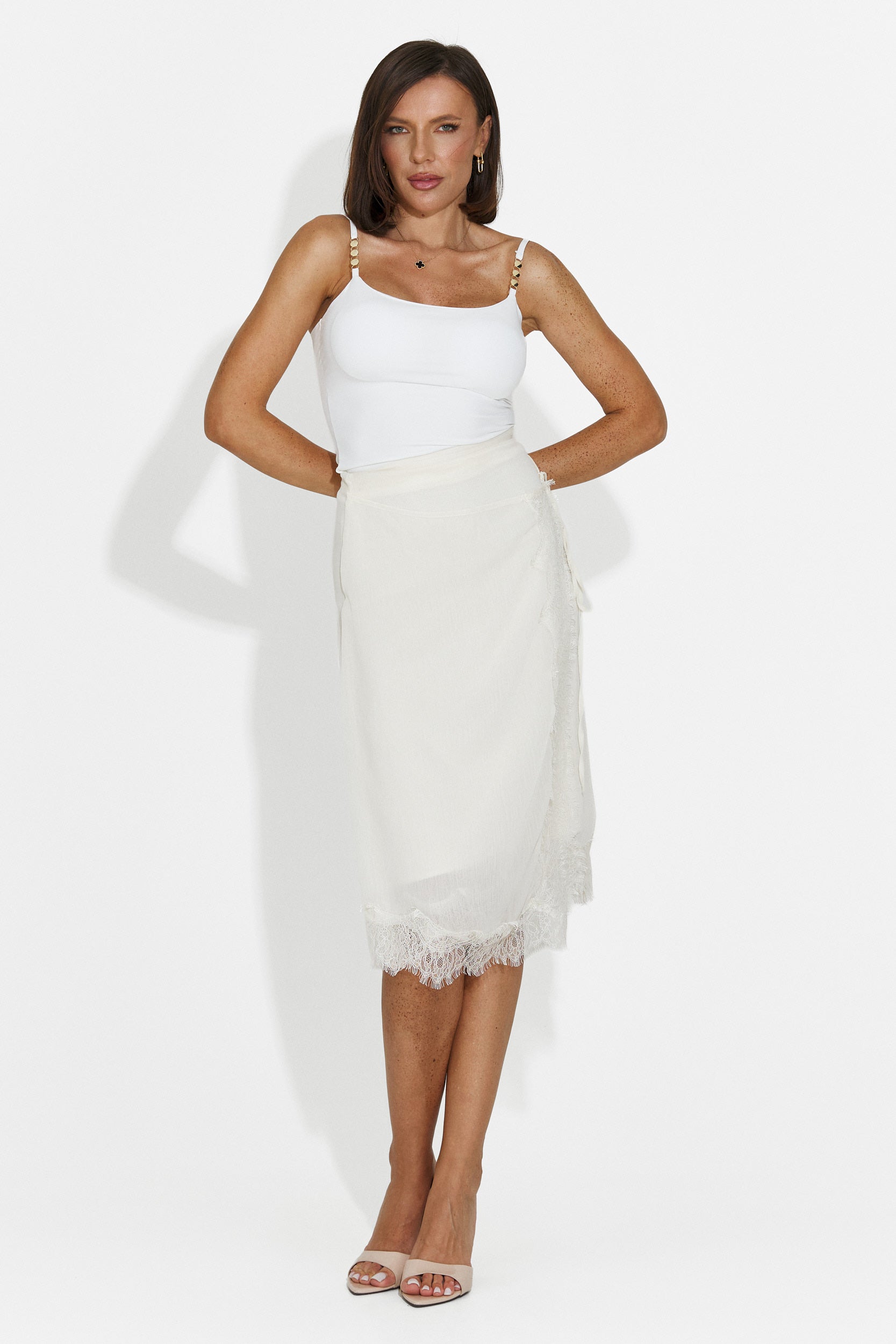 Gonna donna elegante beige Byshop Bogas