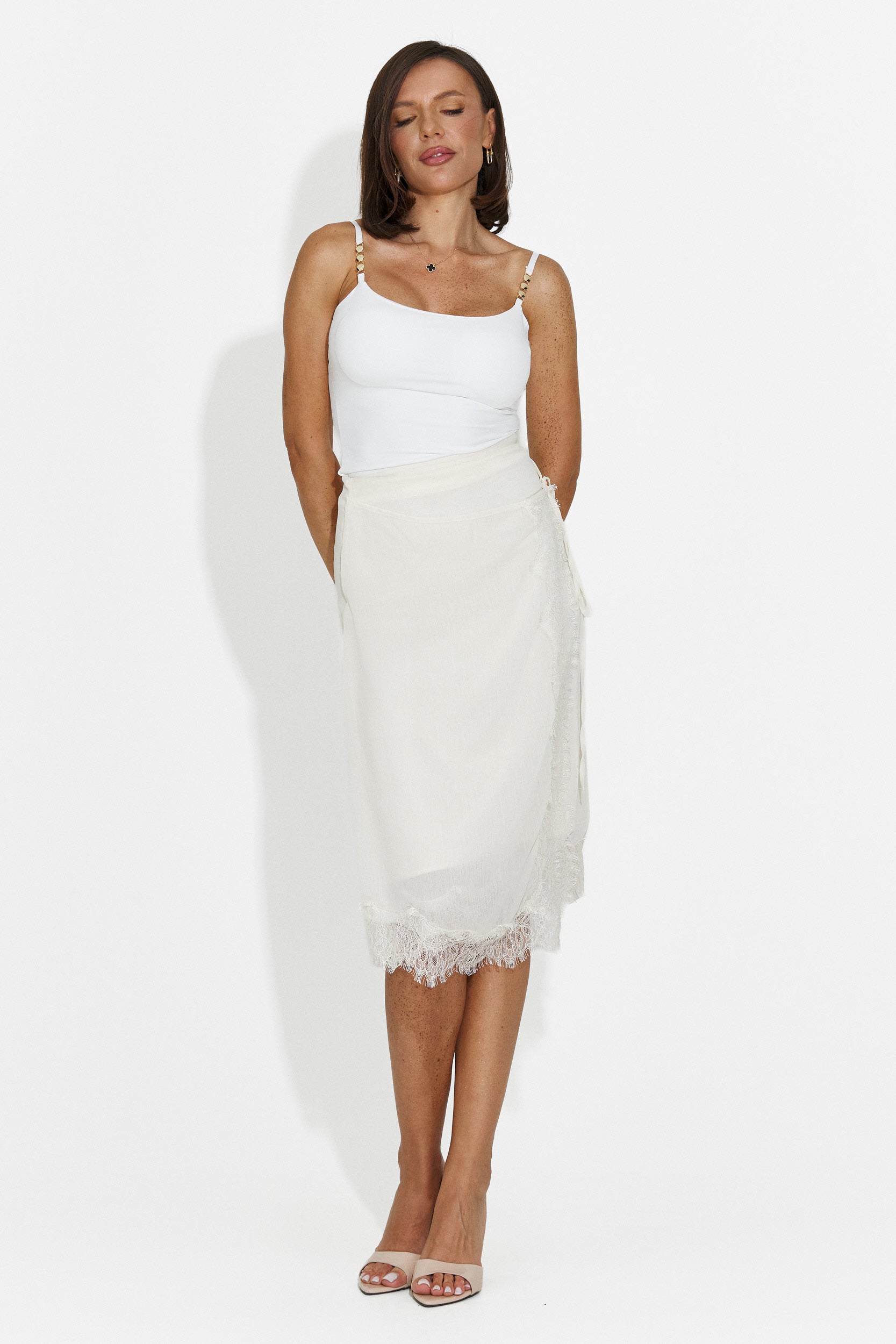 Gonna donna elegante beige Byshop Bogas