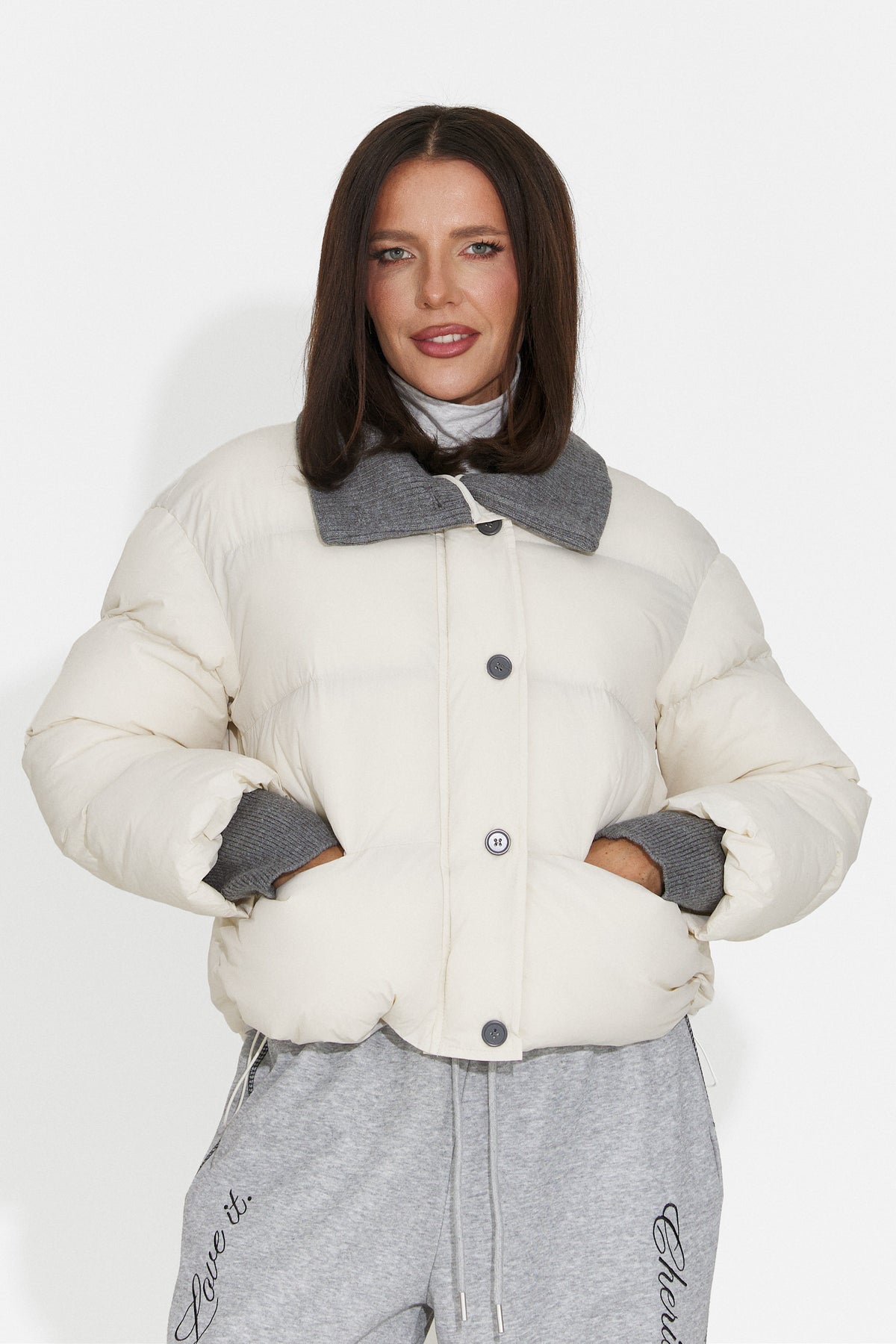 Geaca casual bej Dynualia Bogas