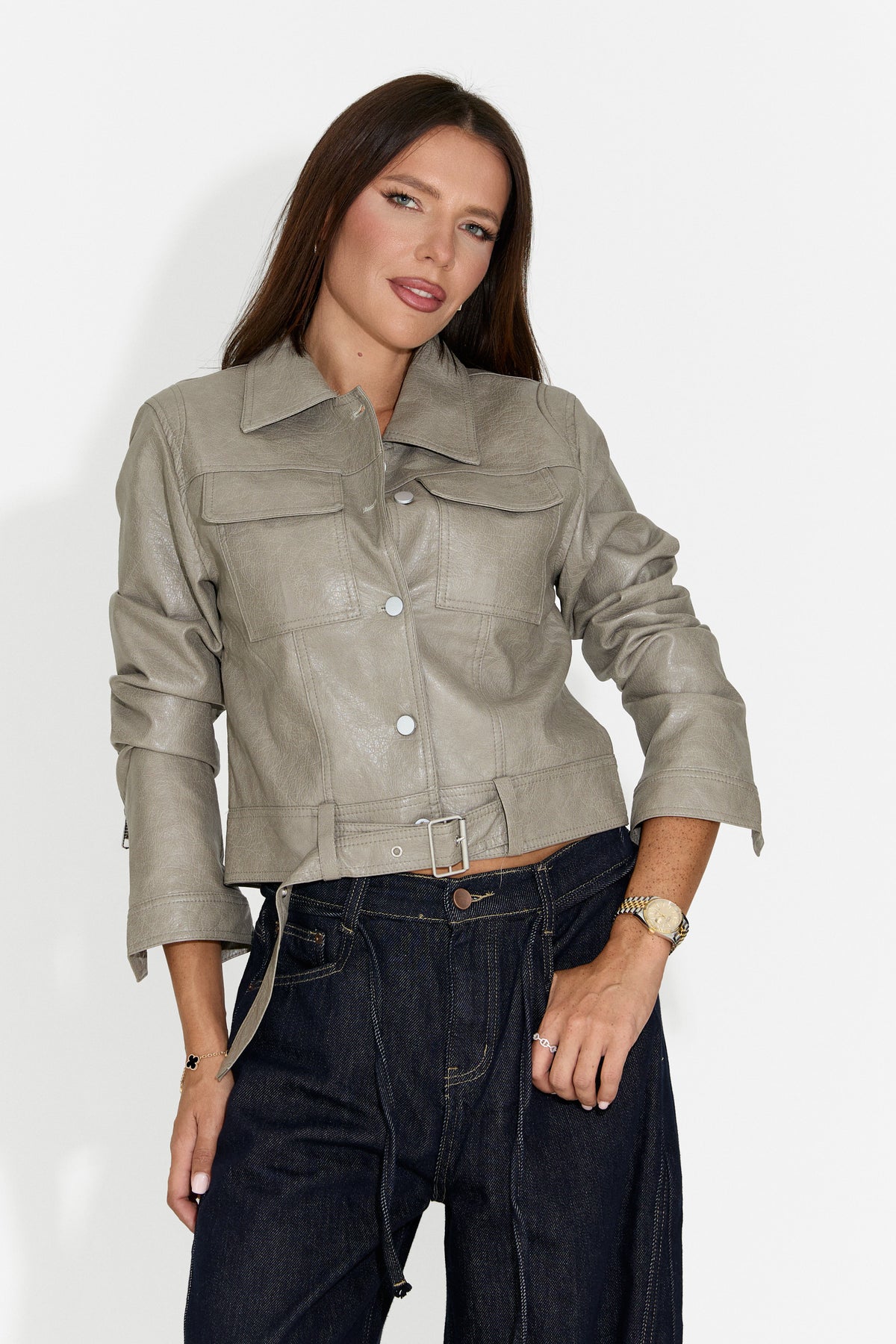 Giacca casual da donna grigia Muvoeria Bogas
