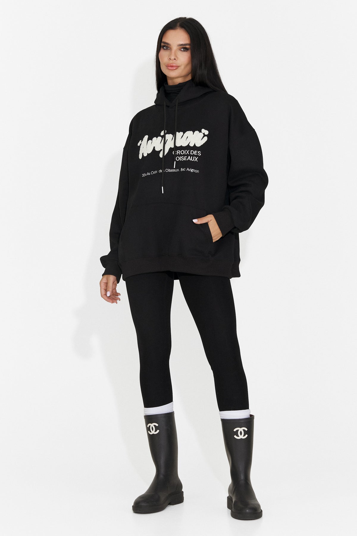 Hanorac casual negru Valotdiva Bogas