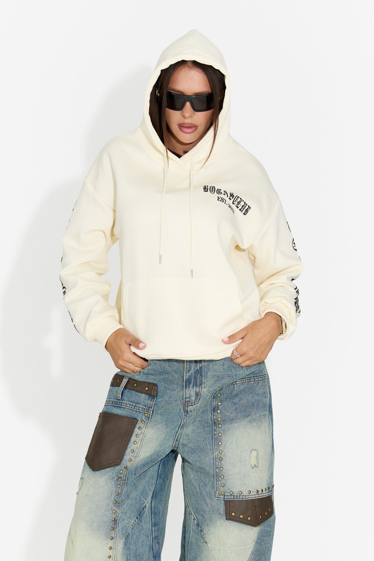 Felpa da donna casual color crema Perdela Bogas