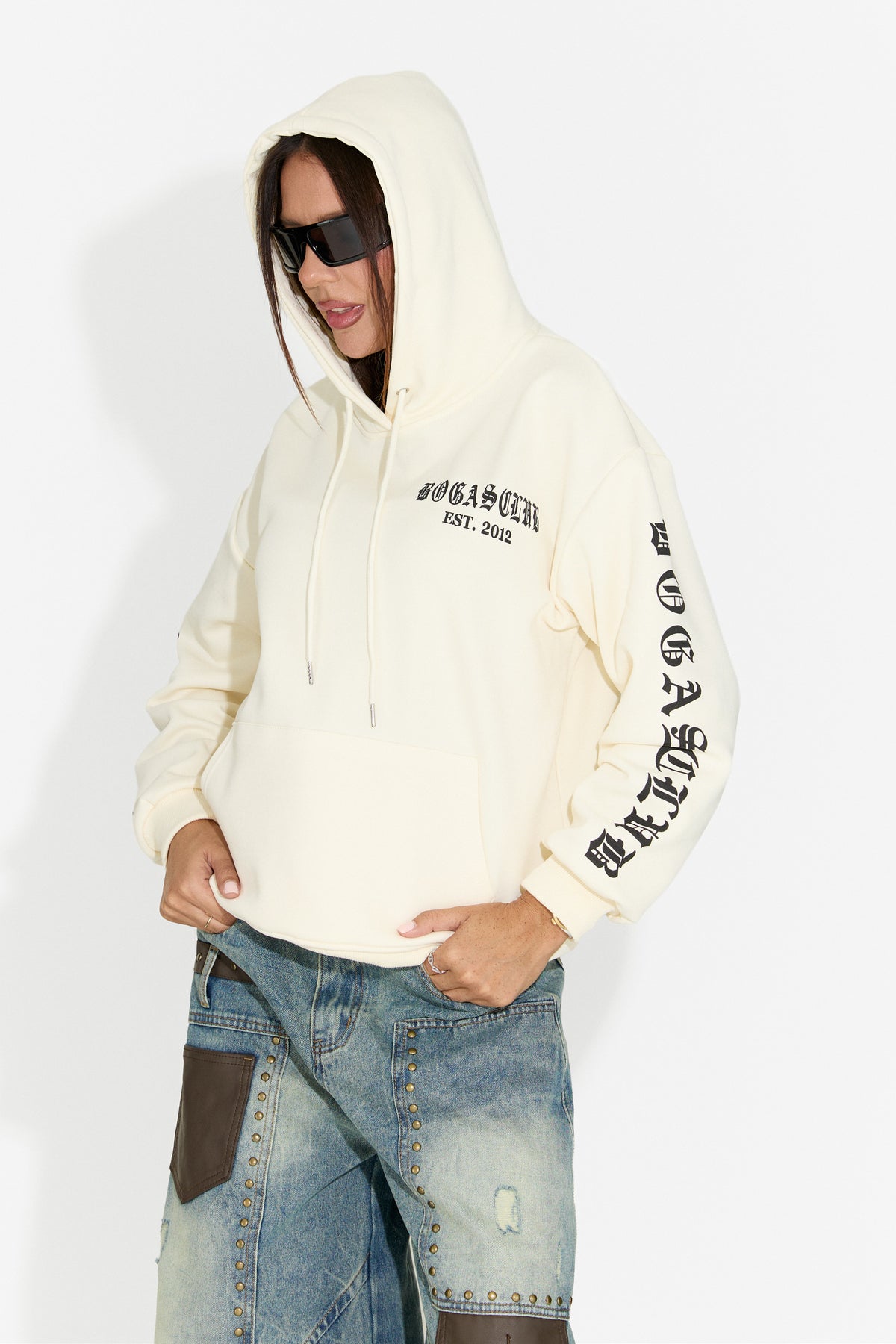 Felpa da donna casual color crema Perdela Bogas