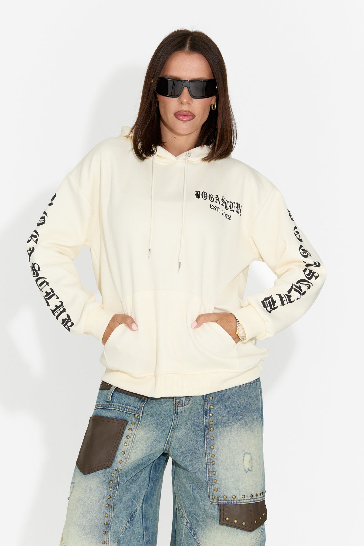 Felpa da donna casual color crema Perdela Bogas