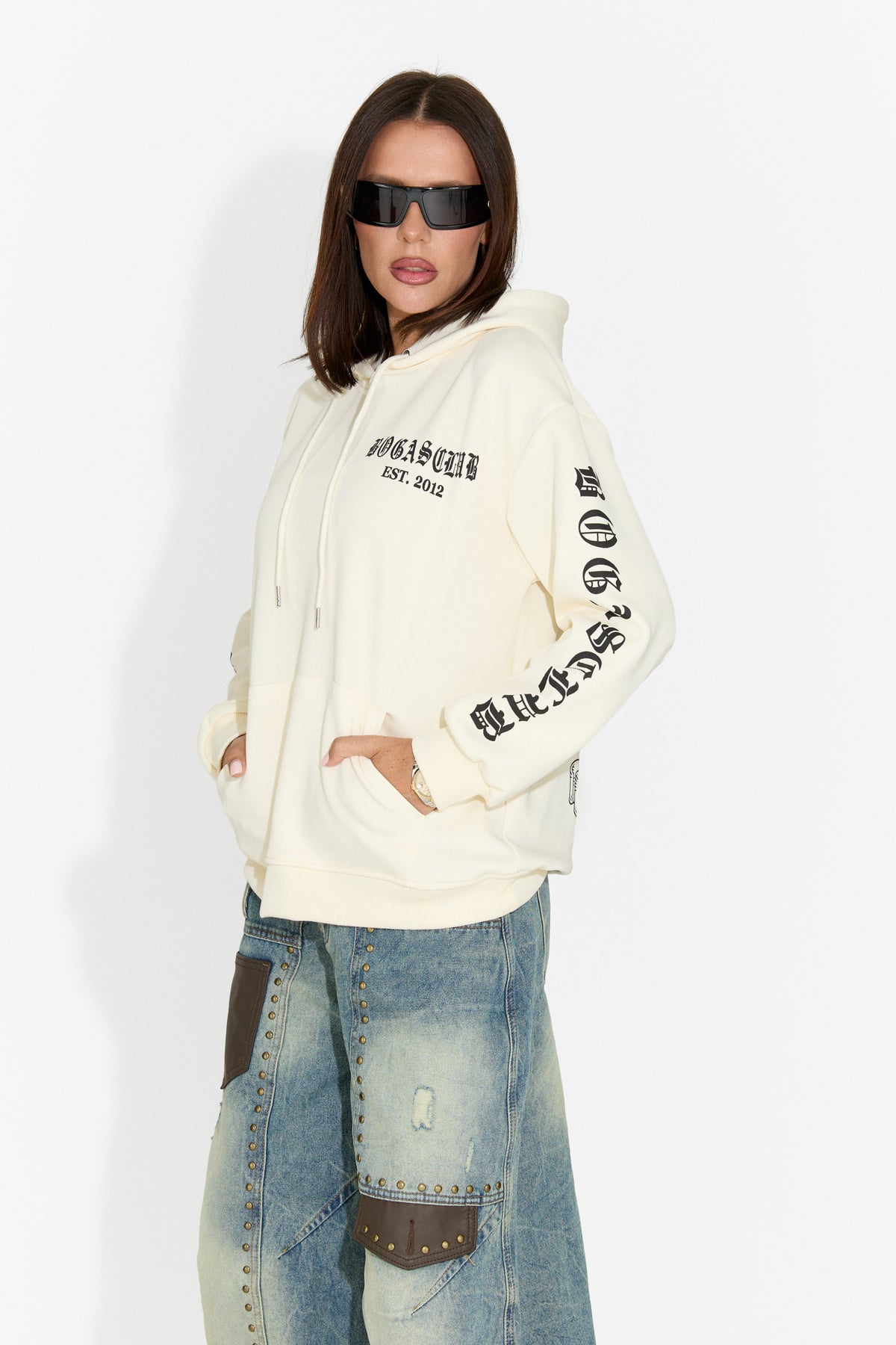 Felpa da donna casual color crema Perdela Bogas
