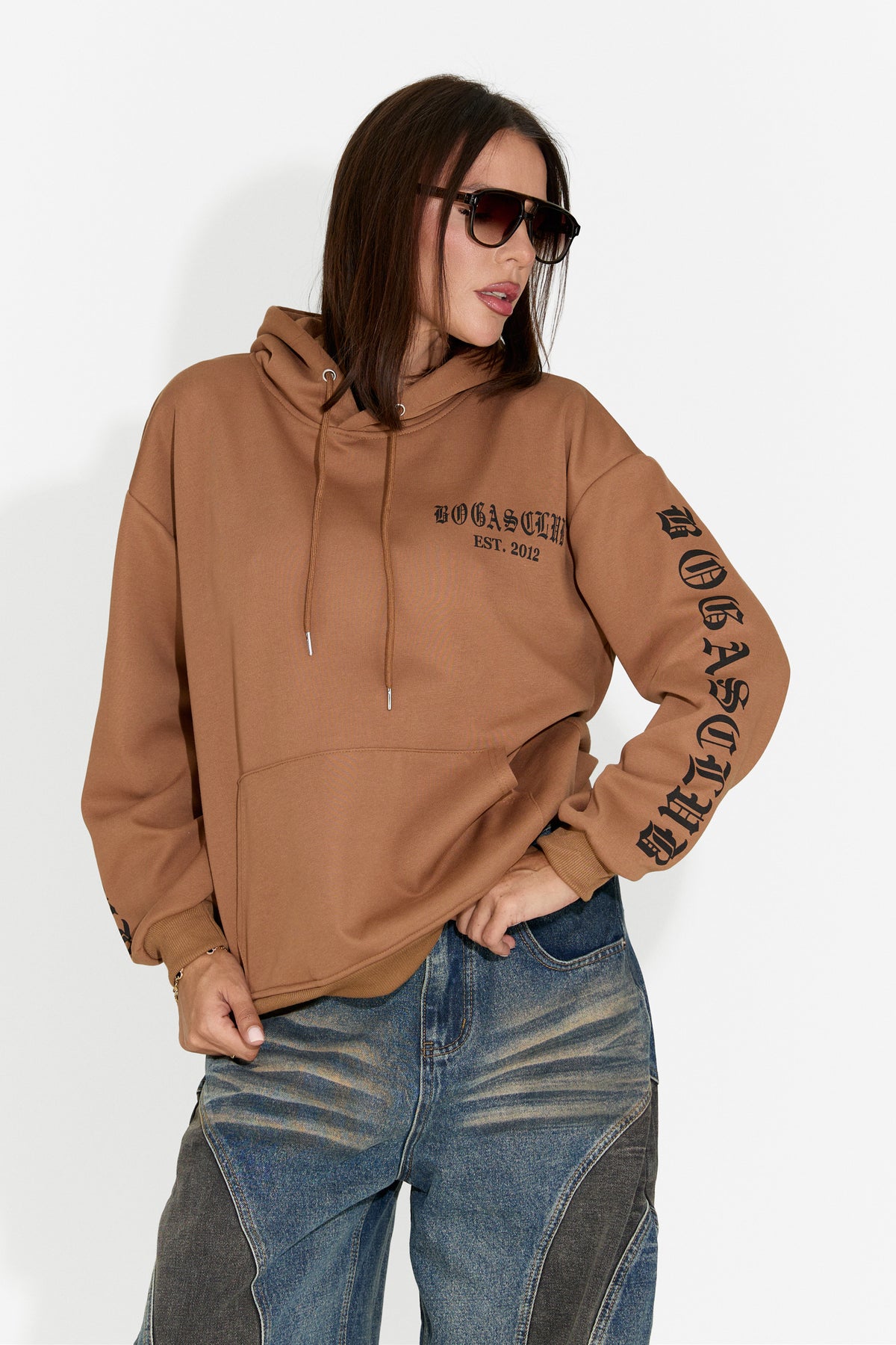 Felpa da donna casual marrone Perdela Bogas
