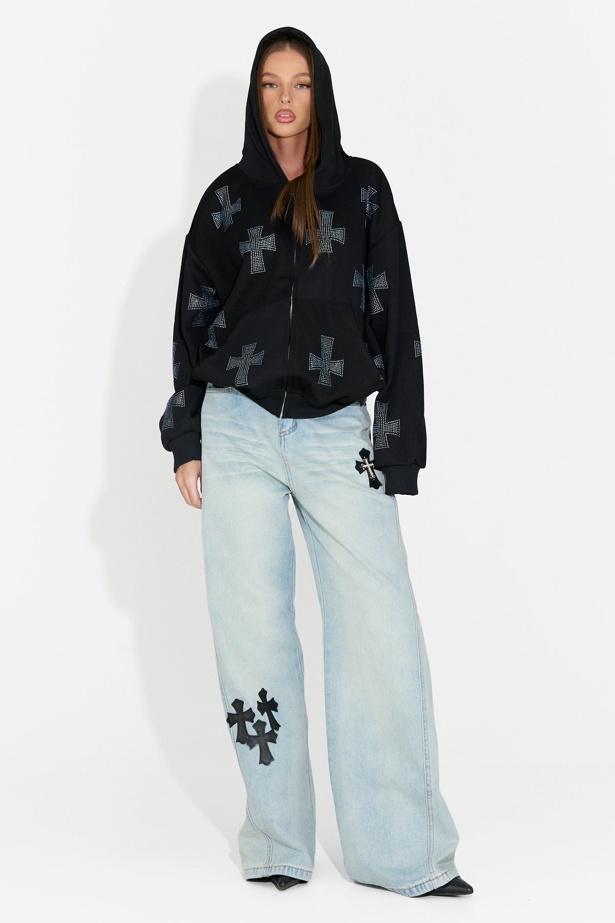 Felpa con cappuccio casual da donna nera Hancy Bogas