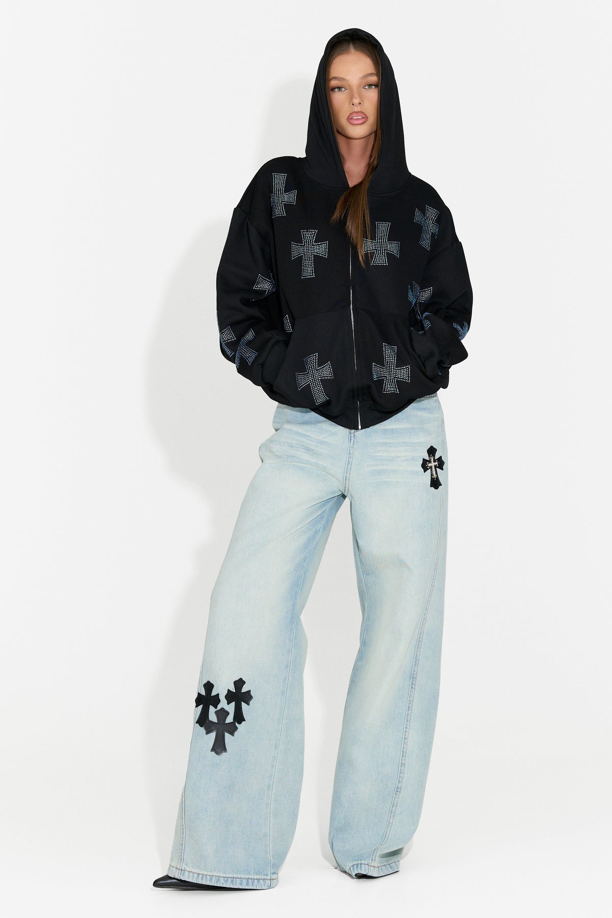 Felpa con cappuccio casual da donna nera Hancy Bogas