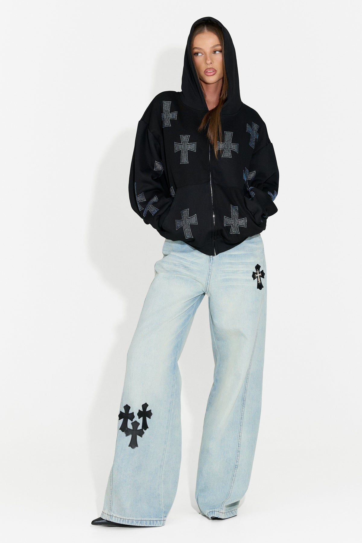 Felpa con cappuccio casual da donna nera Hancy Bogas