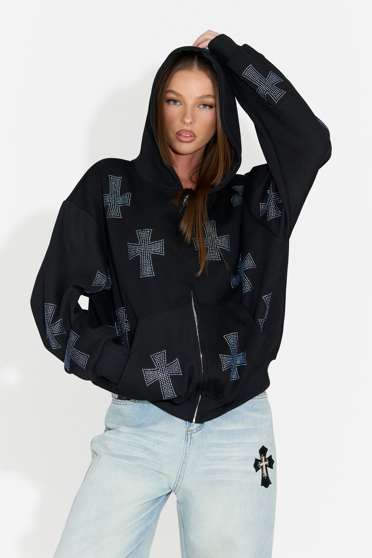 Felpa con cappuccio casual da donna nera Hancy Bogas