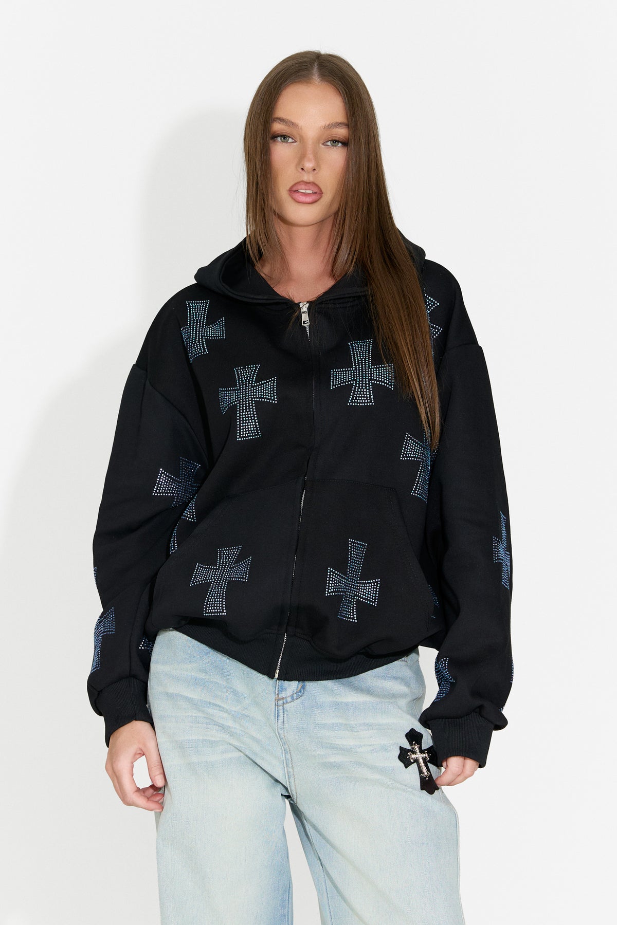 Felpa con cappuccio casual da donna nera Hancy Bogas
