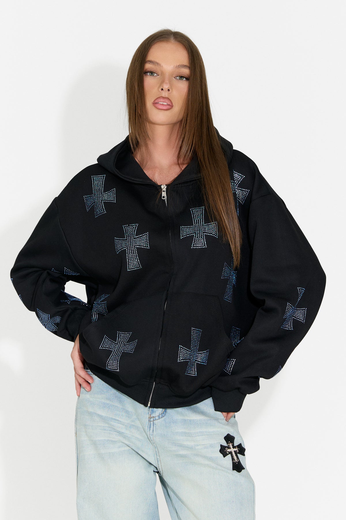 Felpa con cappuccio casual da donna nera Hancy Bogas