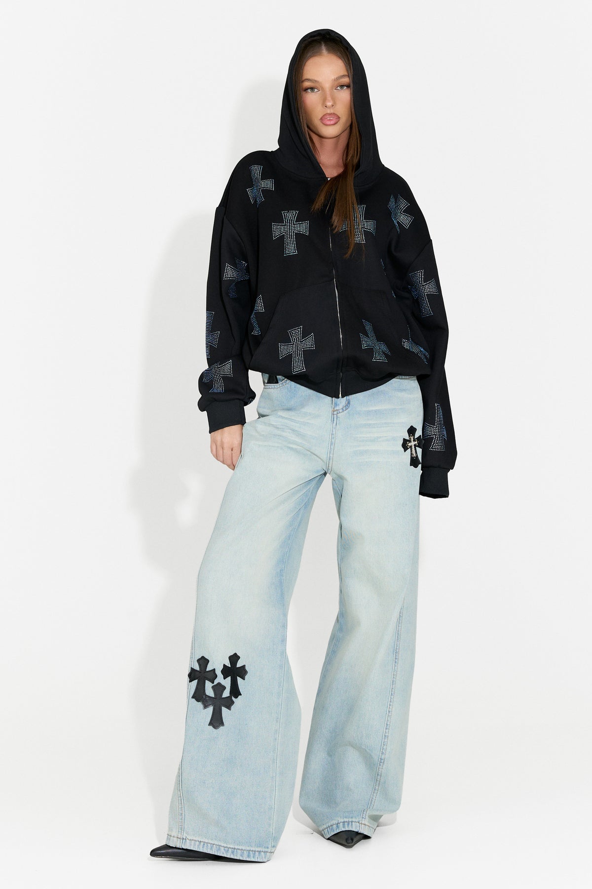 Felpa con cappuccio casual da donna nera Hancy Bogas
