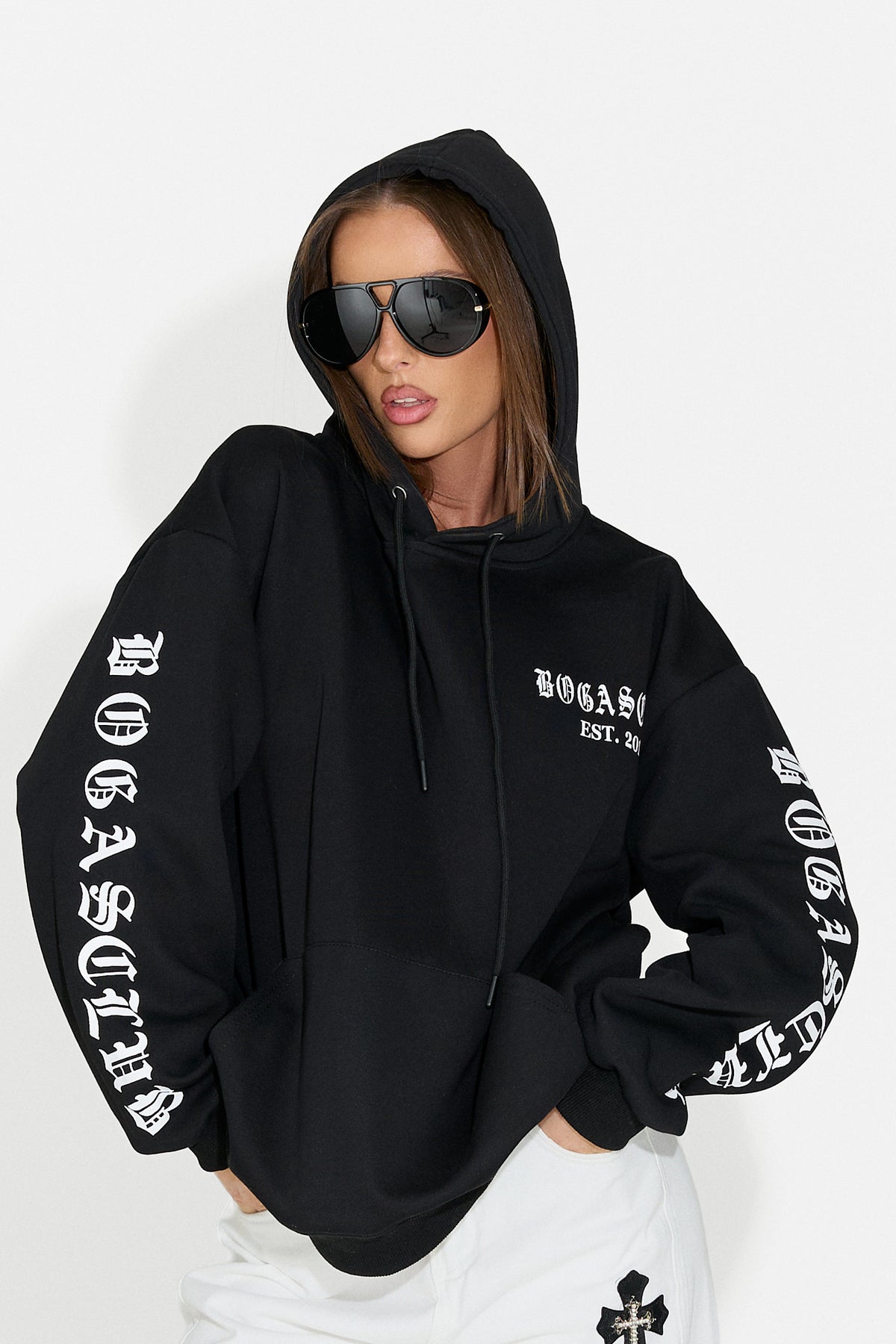 Felpa da donna casual nera Perdela Bogas