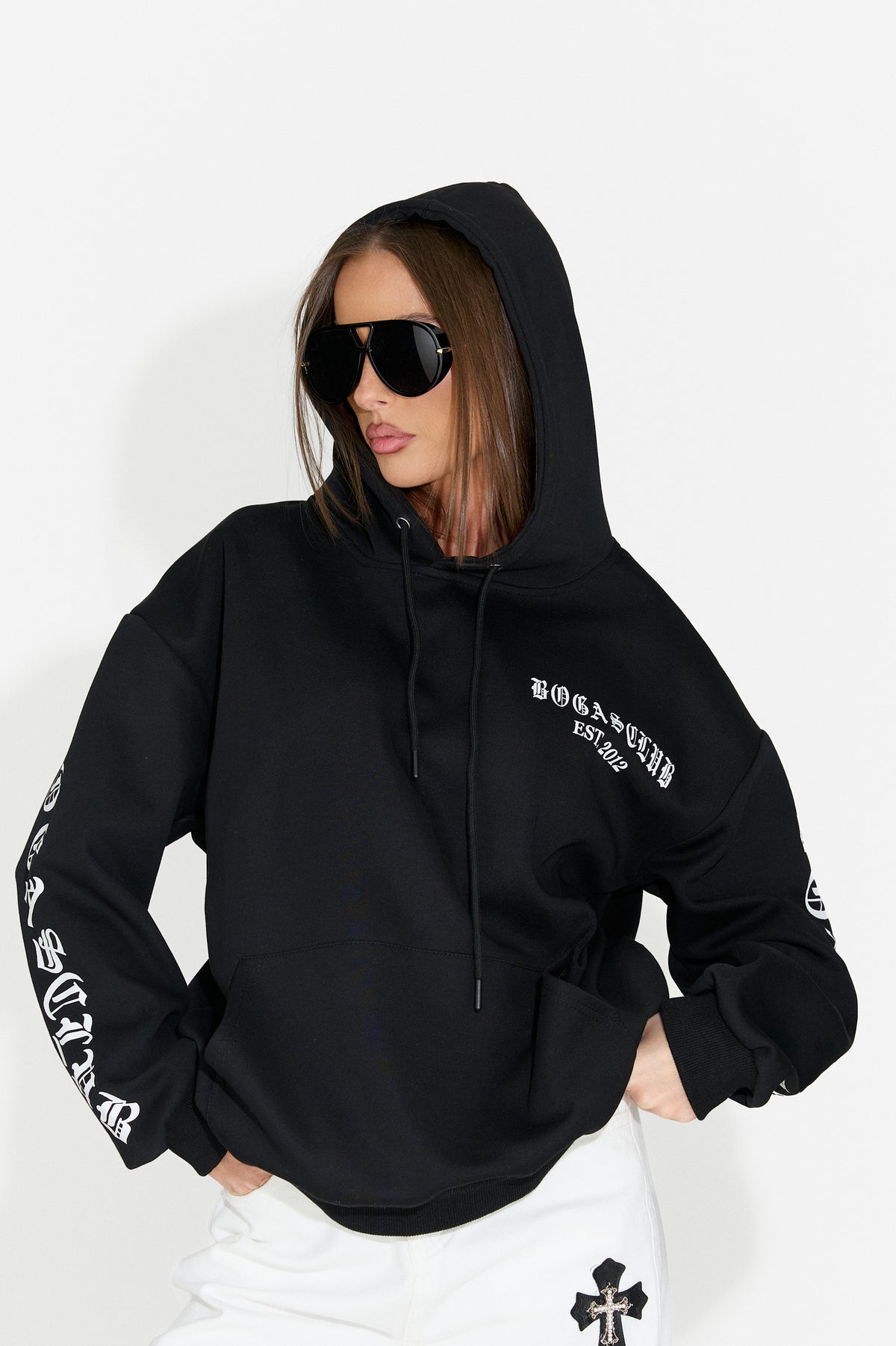 Felpa da donna casual nera Perdela Bogas