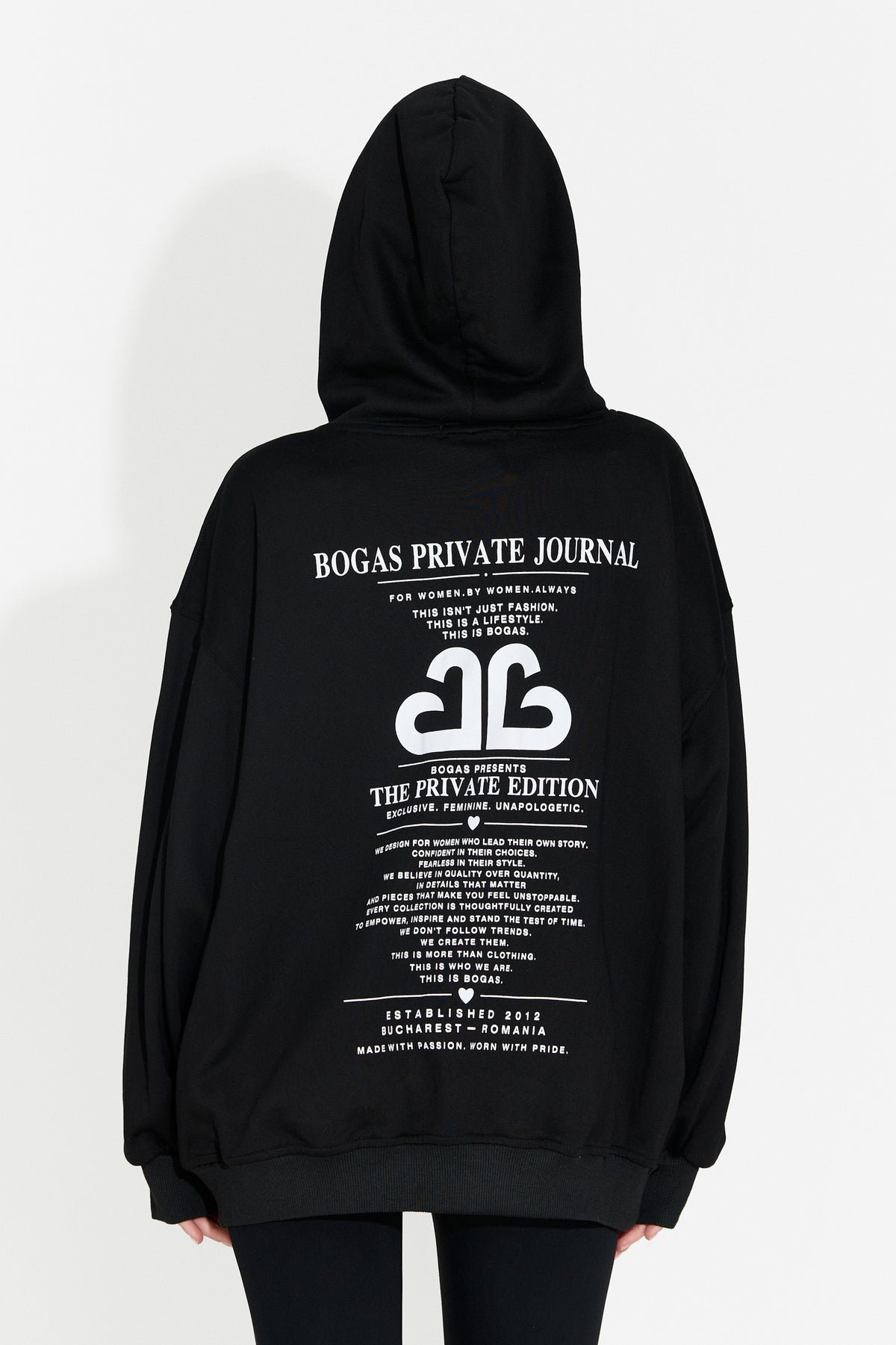 Felpa da donna casual nera Rates Bogas