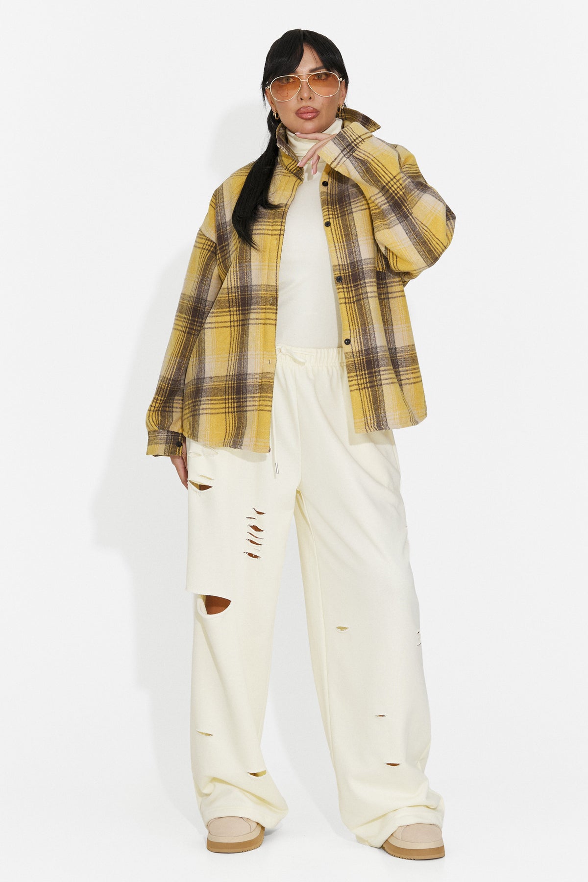 Helanca casual crem Grunliza Bogas