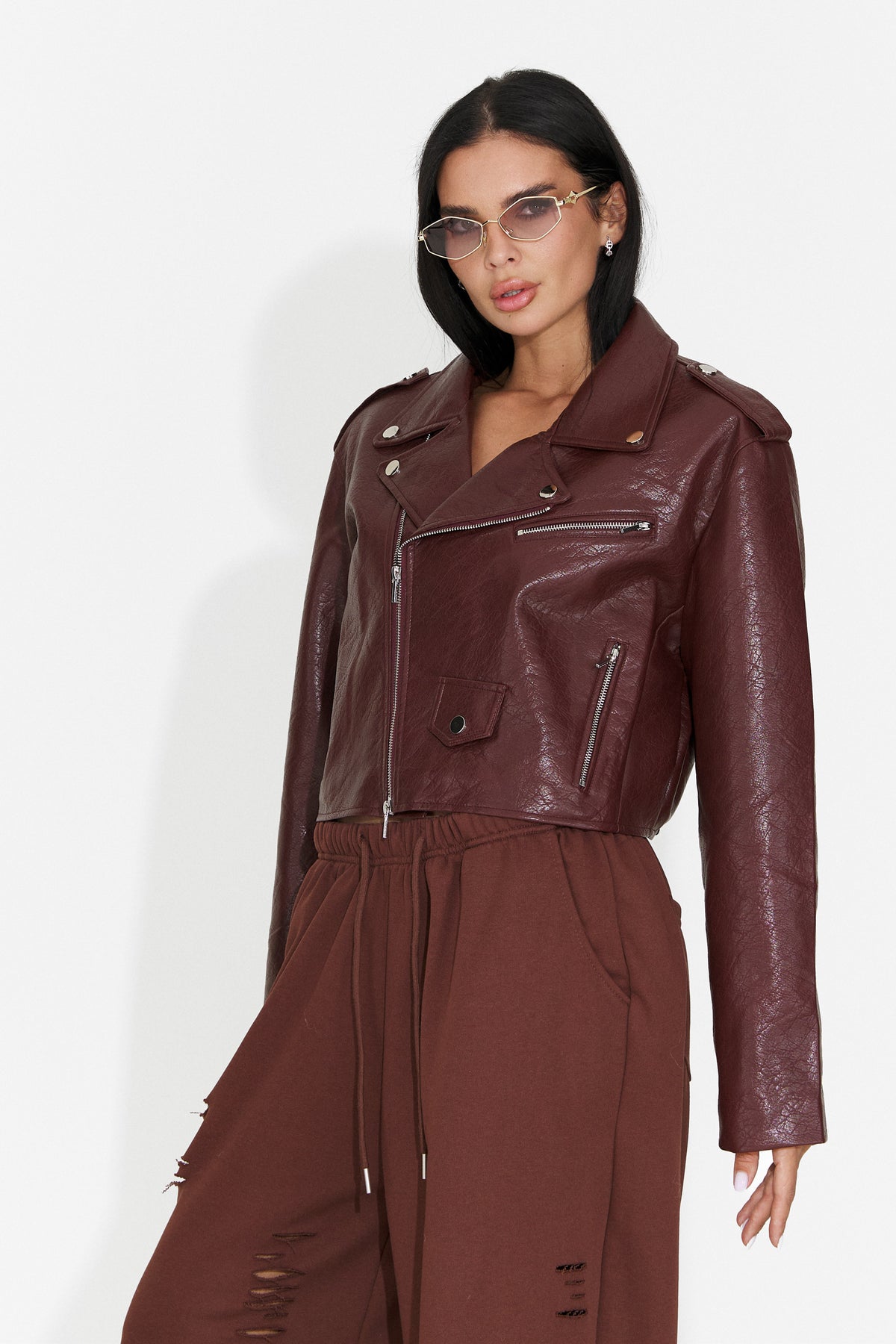 Jacheta casual Burgundy Glimyra Bogas