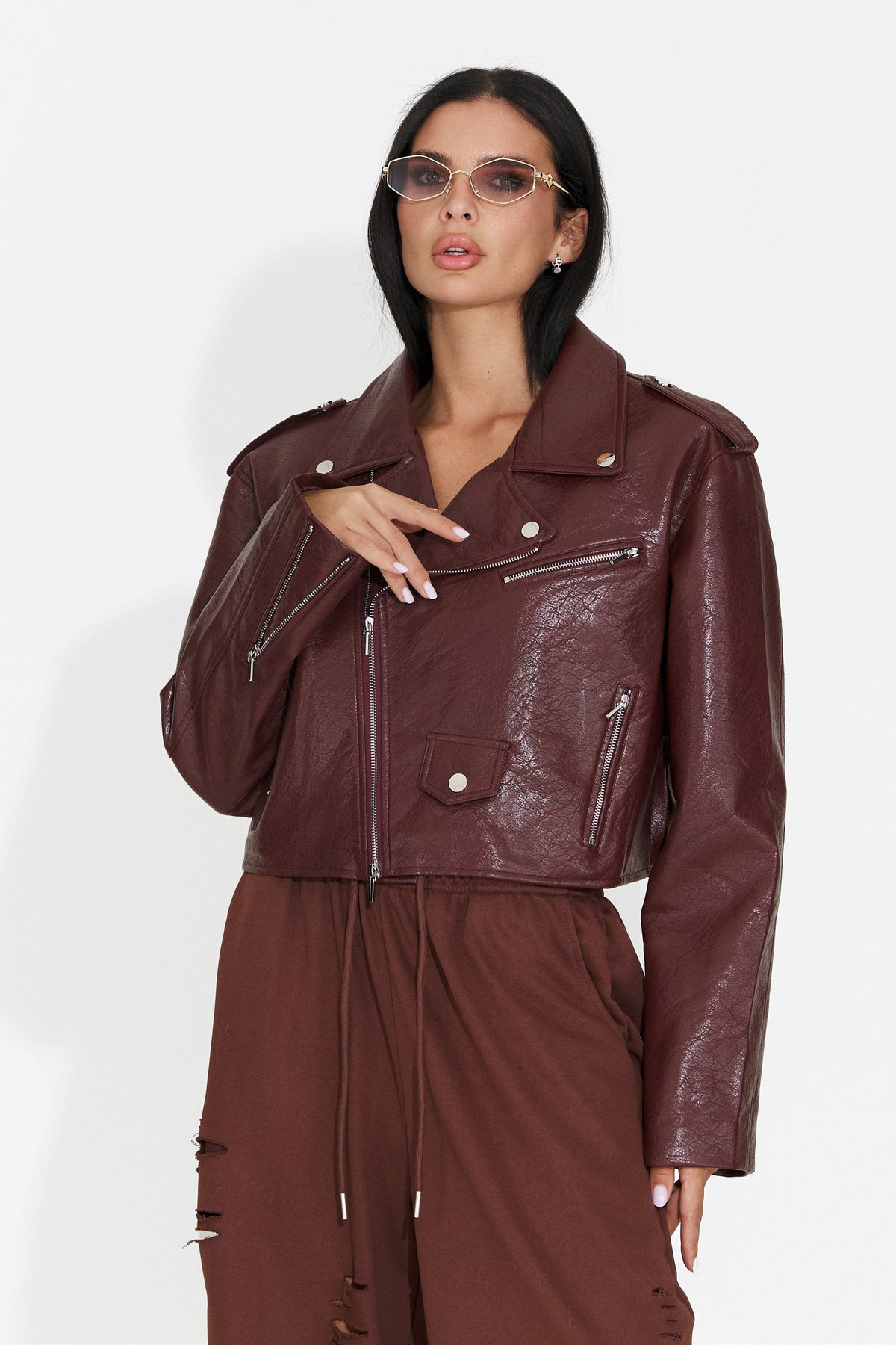 Jacheta casual Burgundy Glimyra Bogas