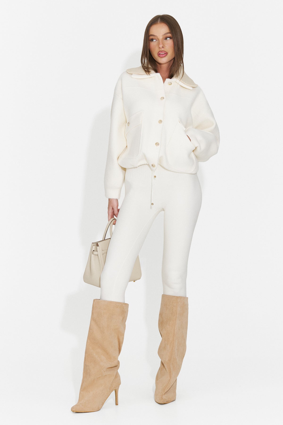 Jacheta casual crem Fyrilira Bogas