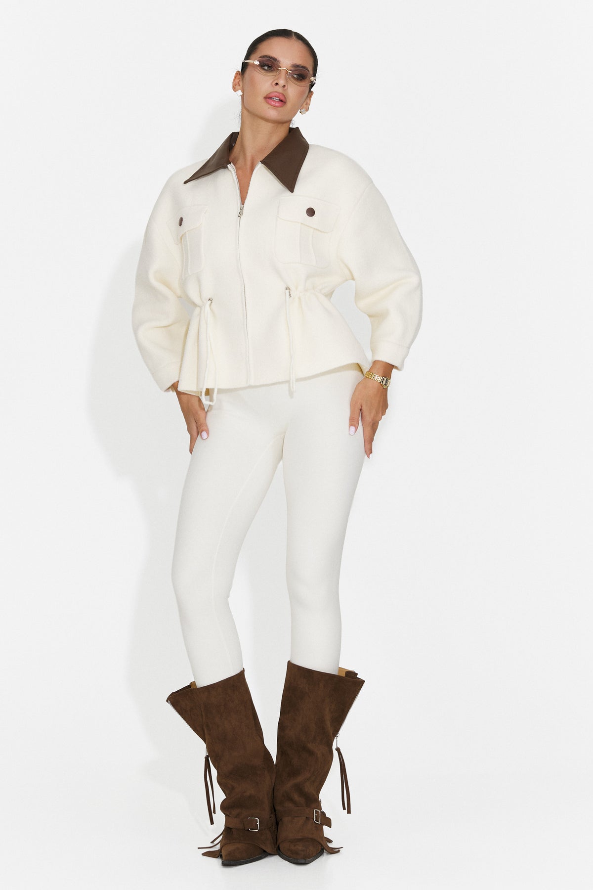 Jacheta casual crem Poliaonia Bogas