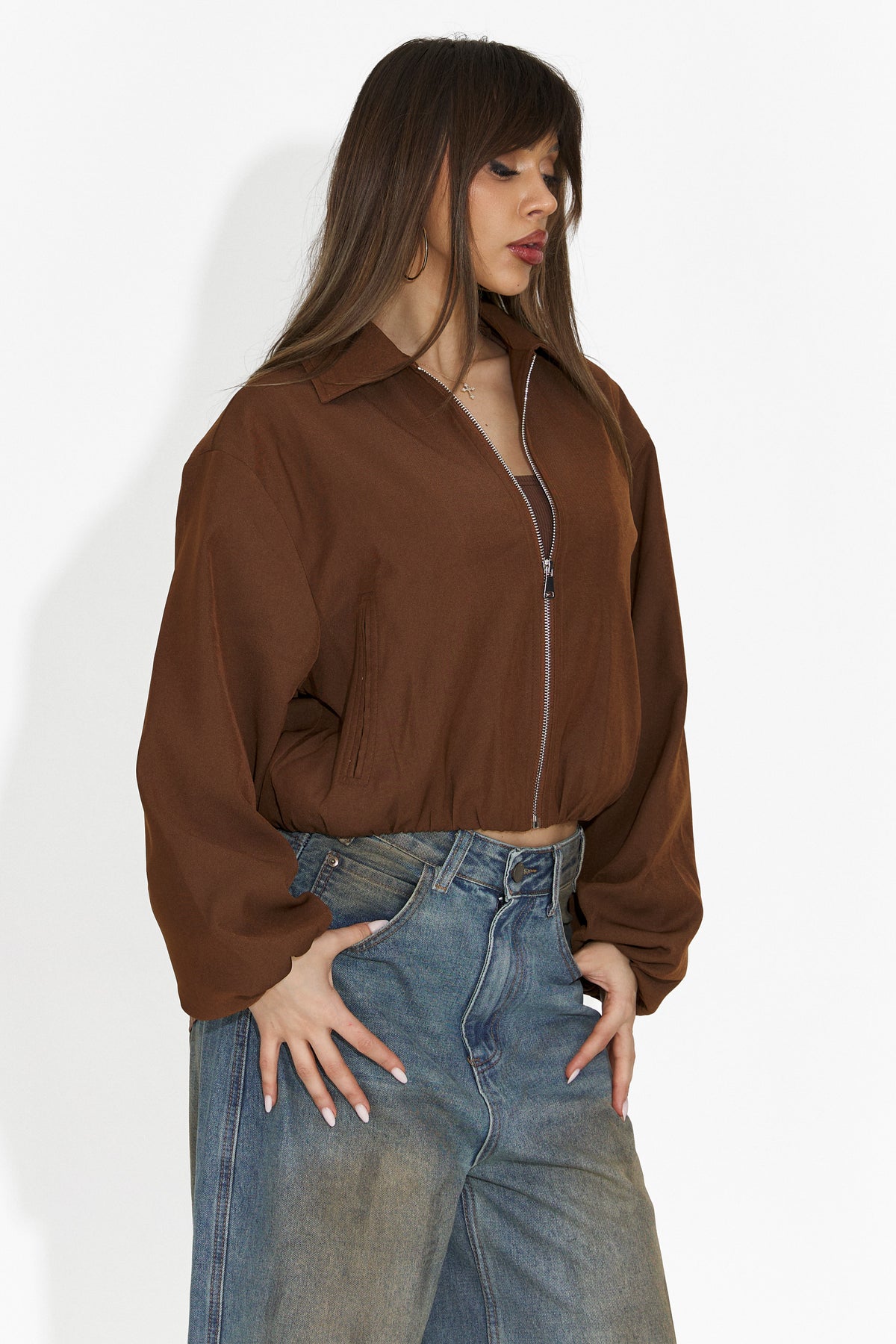 Giacca da donna casual marrone Giona Bogas, immagine 5 di 6