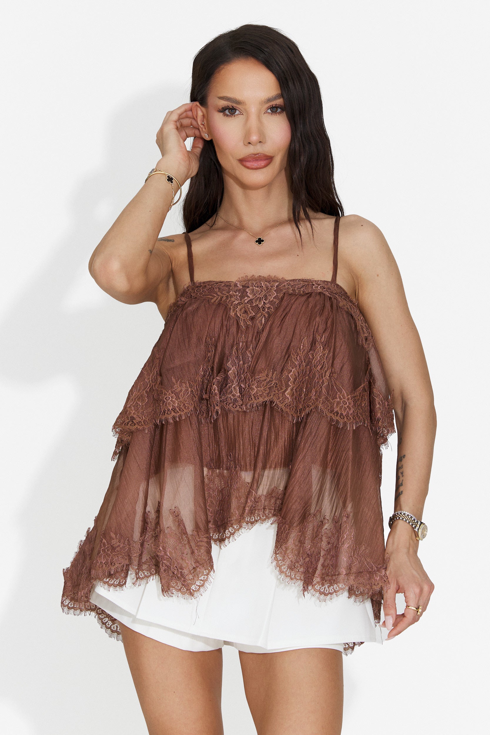 Elegante Top Tank da Donna Marrone Havania Bogas