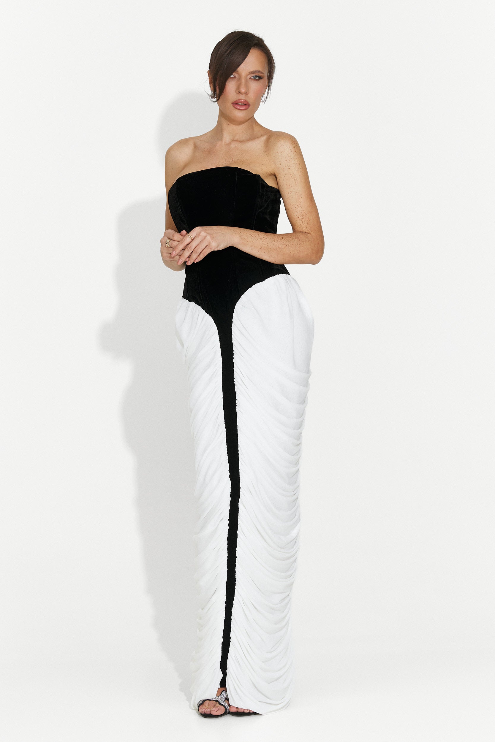Lungo Vestito Nero Bianco da Donna di York Bogas
