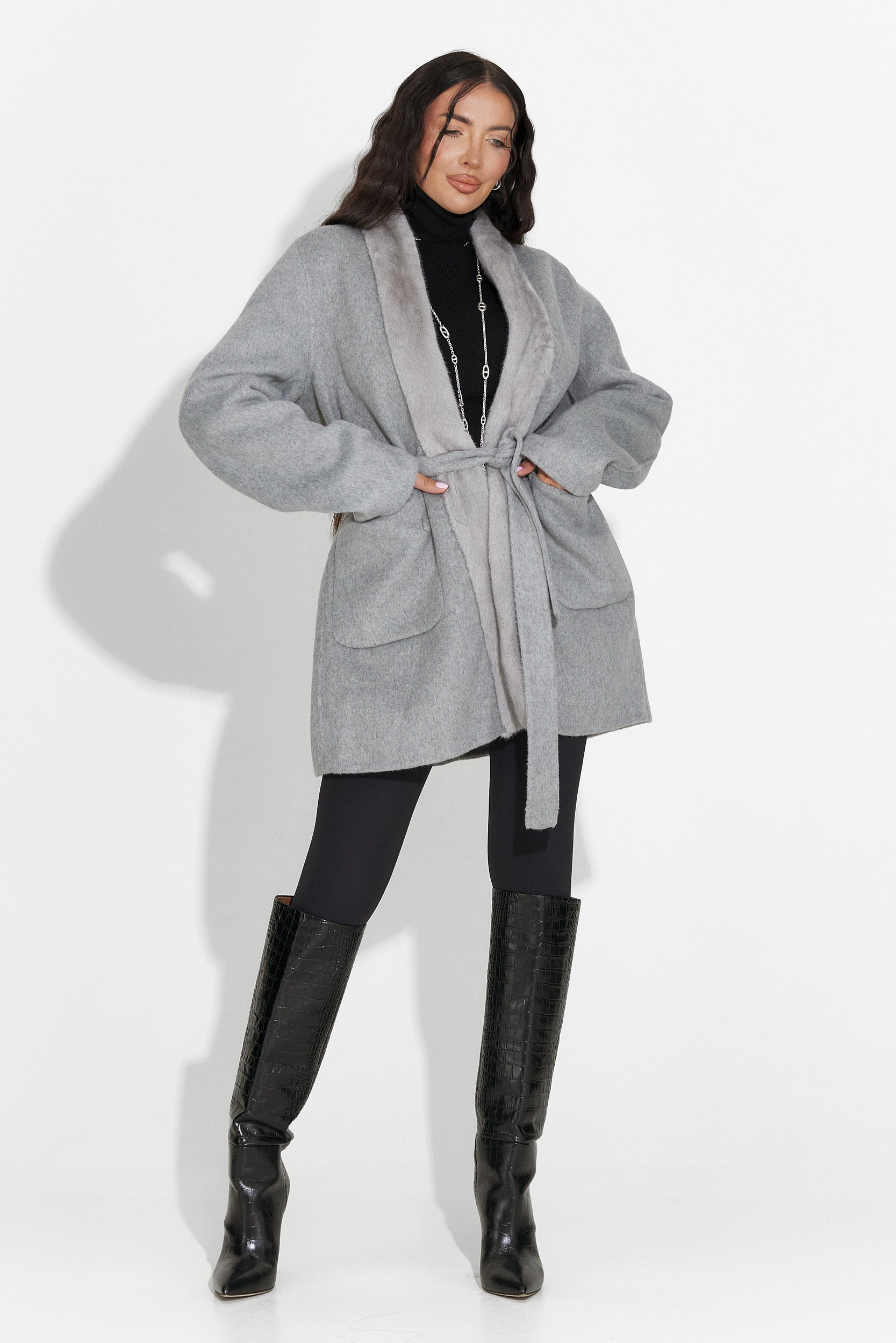 Elegante Cappotto da Donna Grigio Gelira Bogas