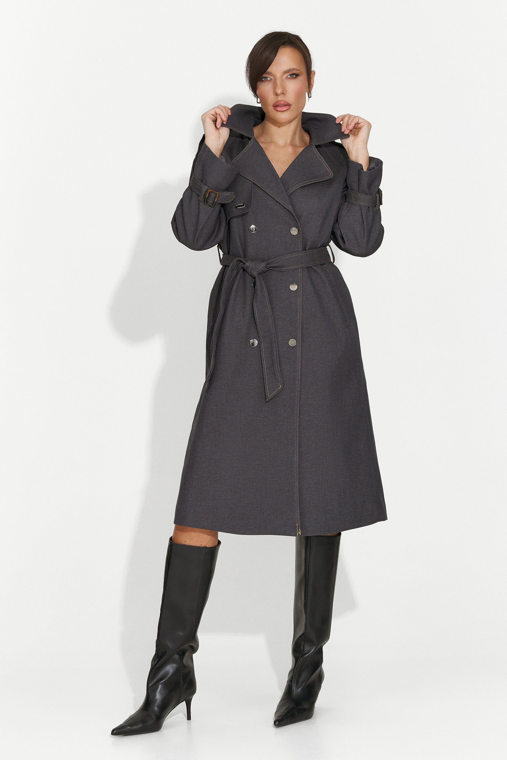 Elegante Cappotto da Donna Grigio Nuvia Bogas