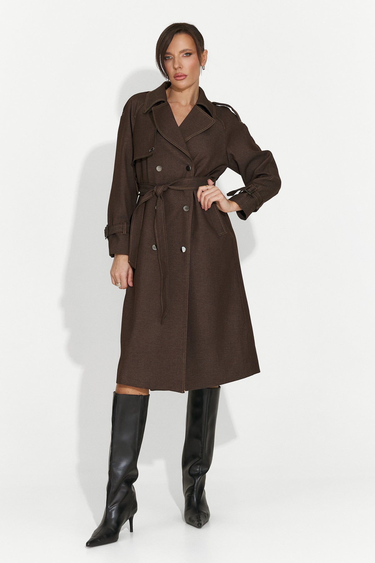 Cappotto elegante da donna marrone Nuvia Bogas, immagine 5 di 5