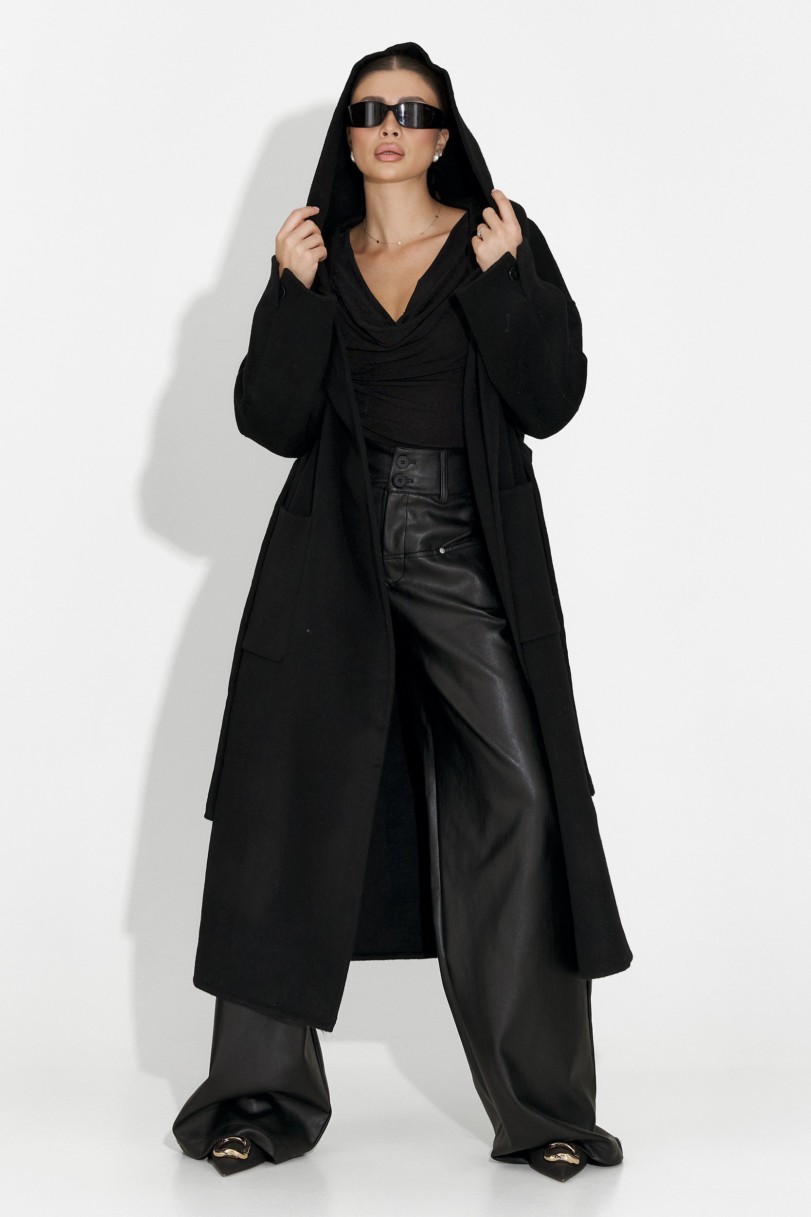 [Resigilat] Cappotto donna elegante nero Carivana Bogas