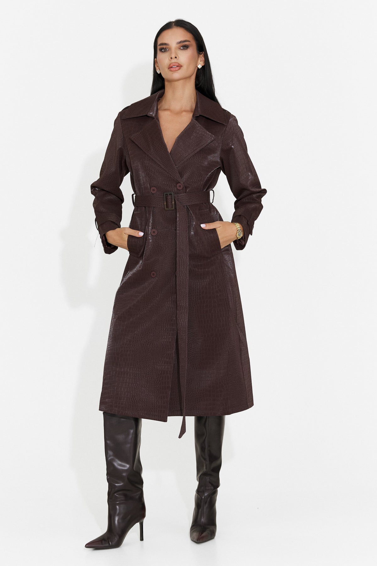 Palton elegant Burgundy Prumeiza Bogas