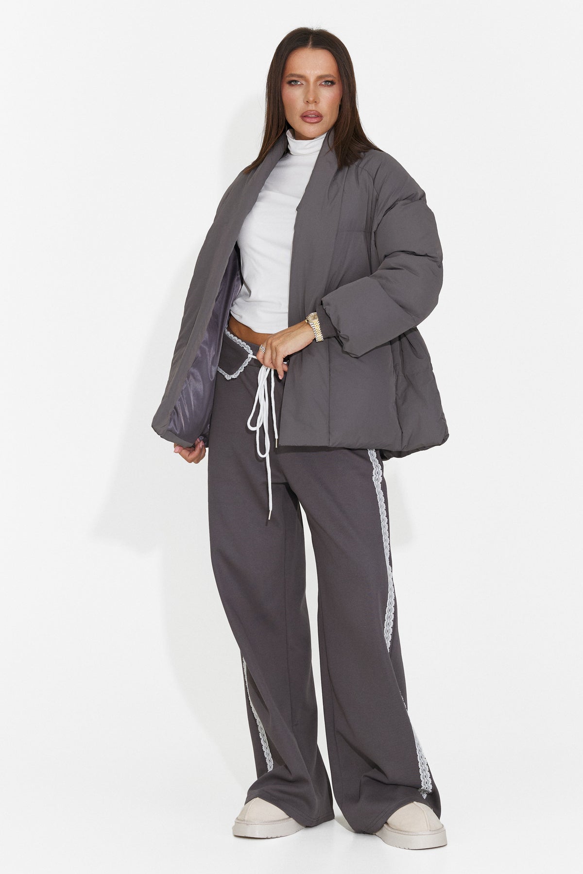 Pantaloni casual gri antracit Nulenoa Bogas