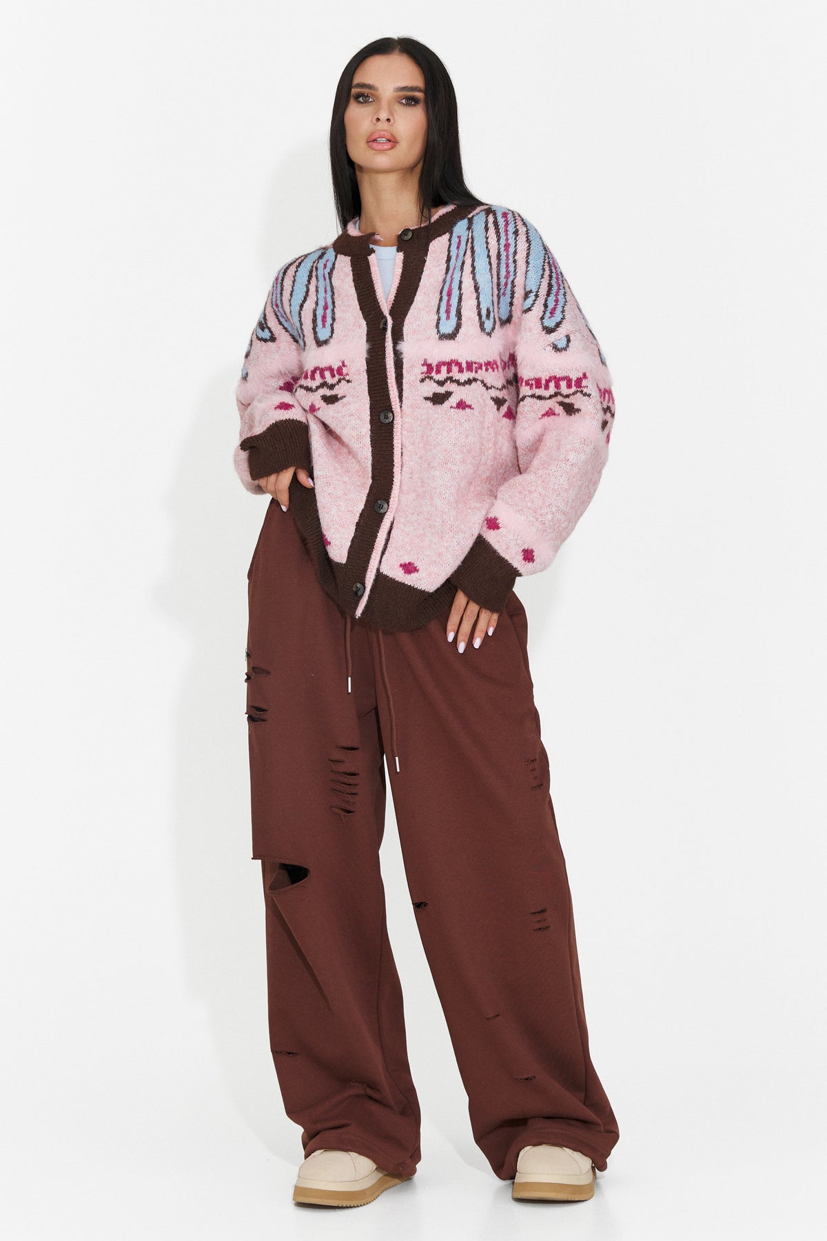 Pantaloni casual maro Lulaoa Bogas