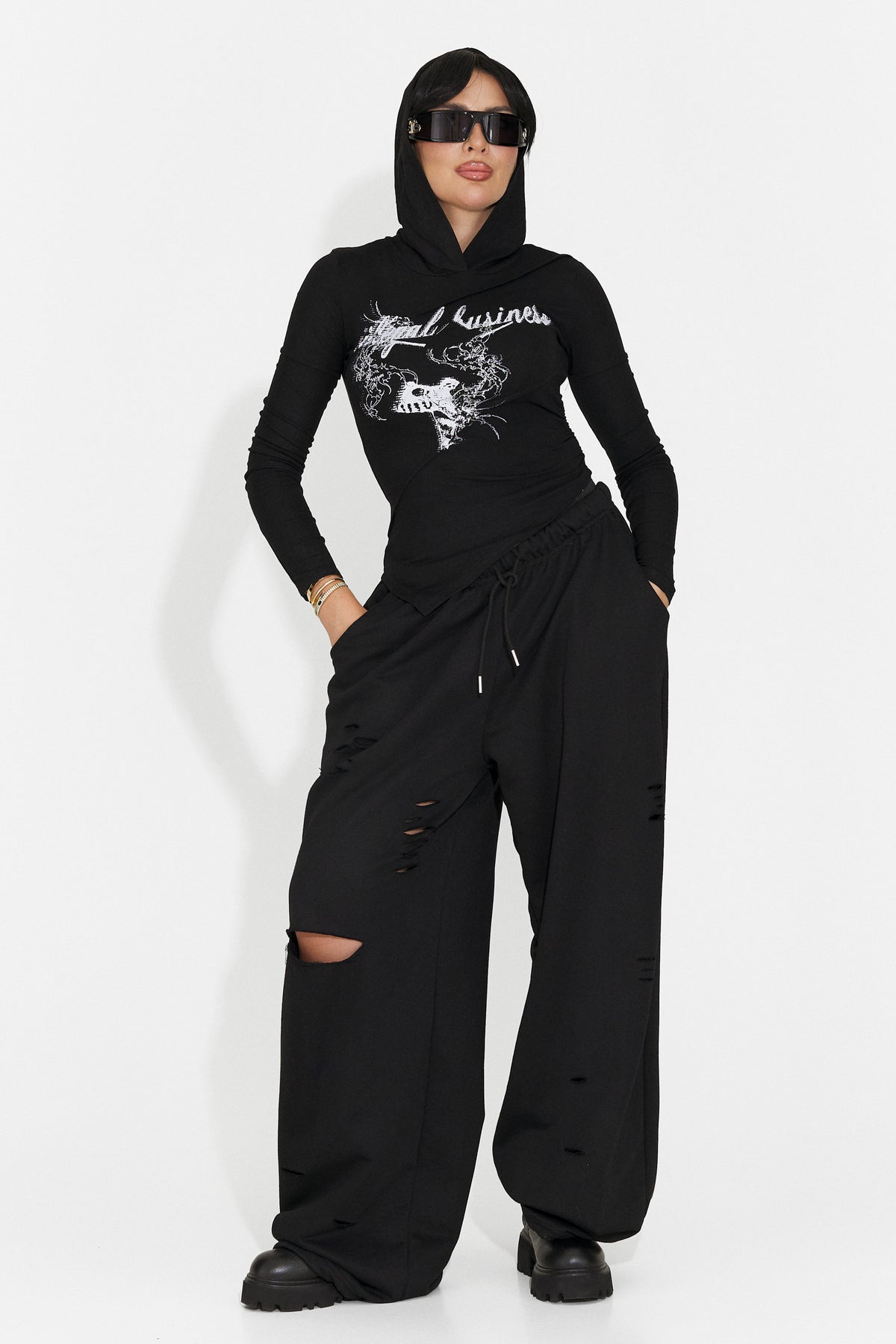 Pantaloni casual negri Lulaoa Bogas